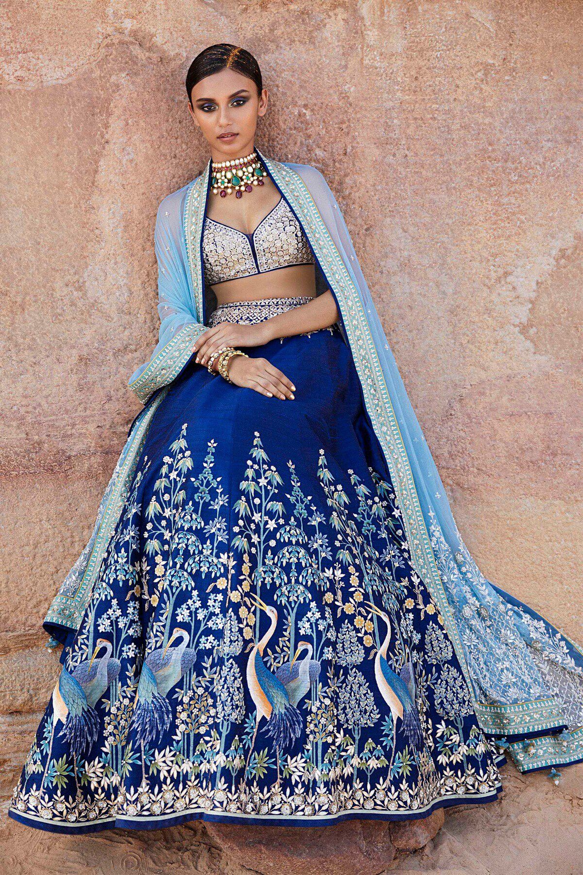 Anita dongre blue lehenga shop