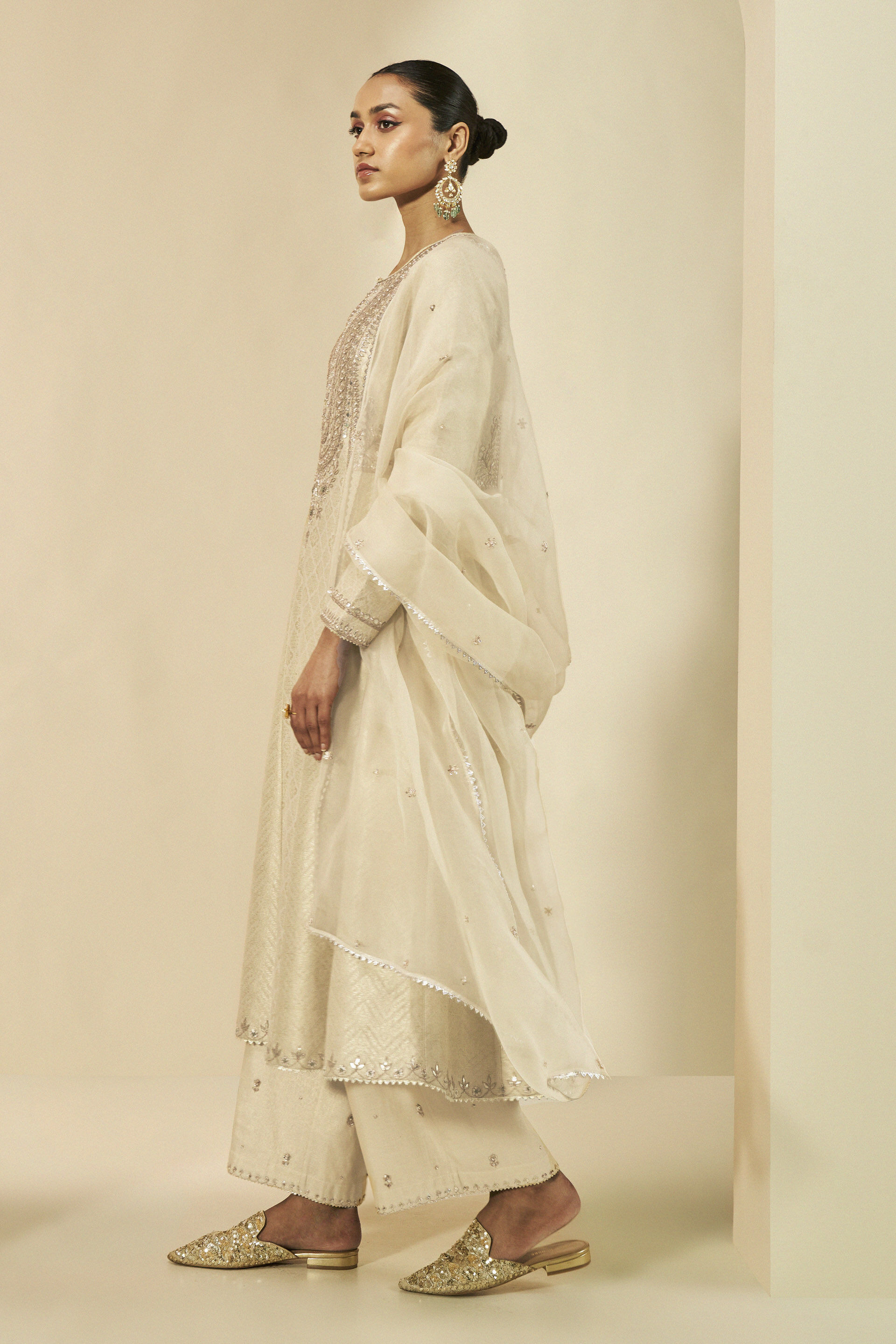 Iravati Benarasi Silk Gota Patti Suit Set - Gold