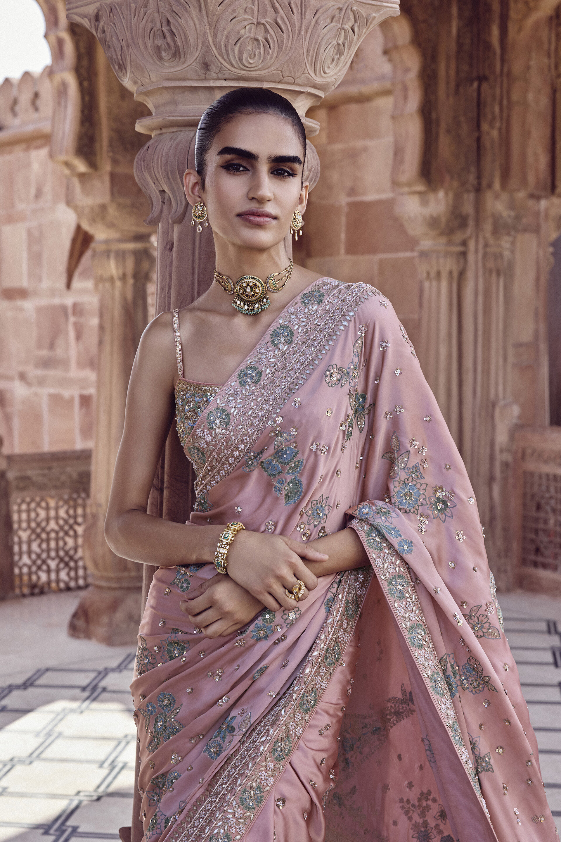 Aurima Gota Patti Saree - Blush, Blush, image 3