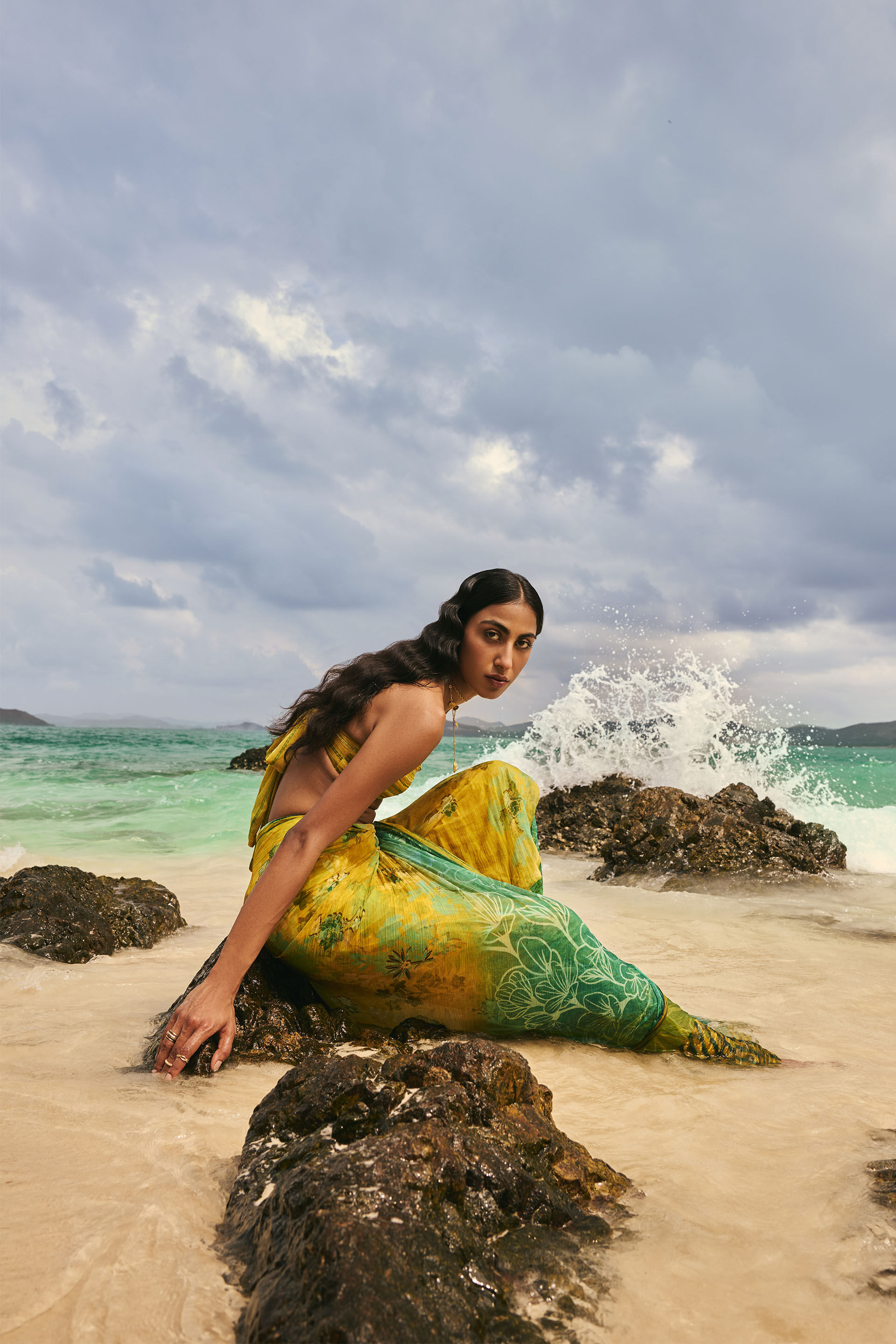 Ramone Chiffon Saree, Sage, image 2