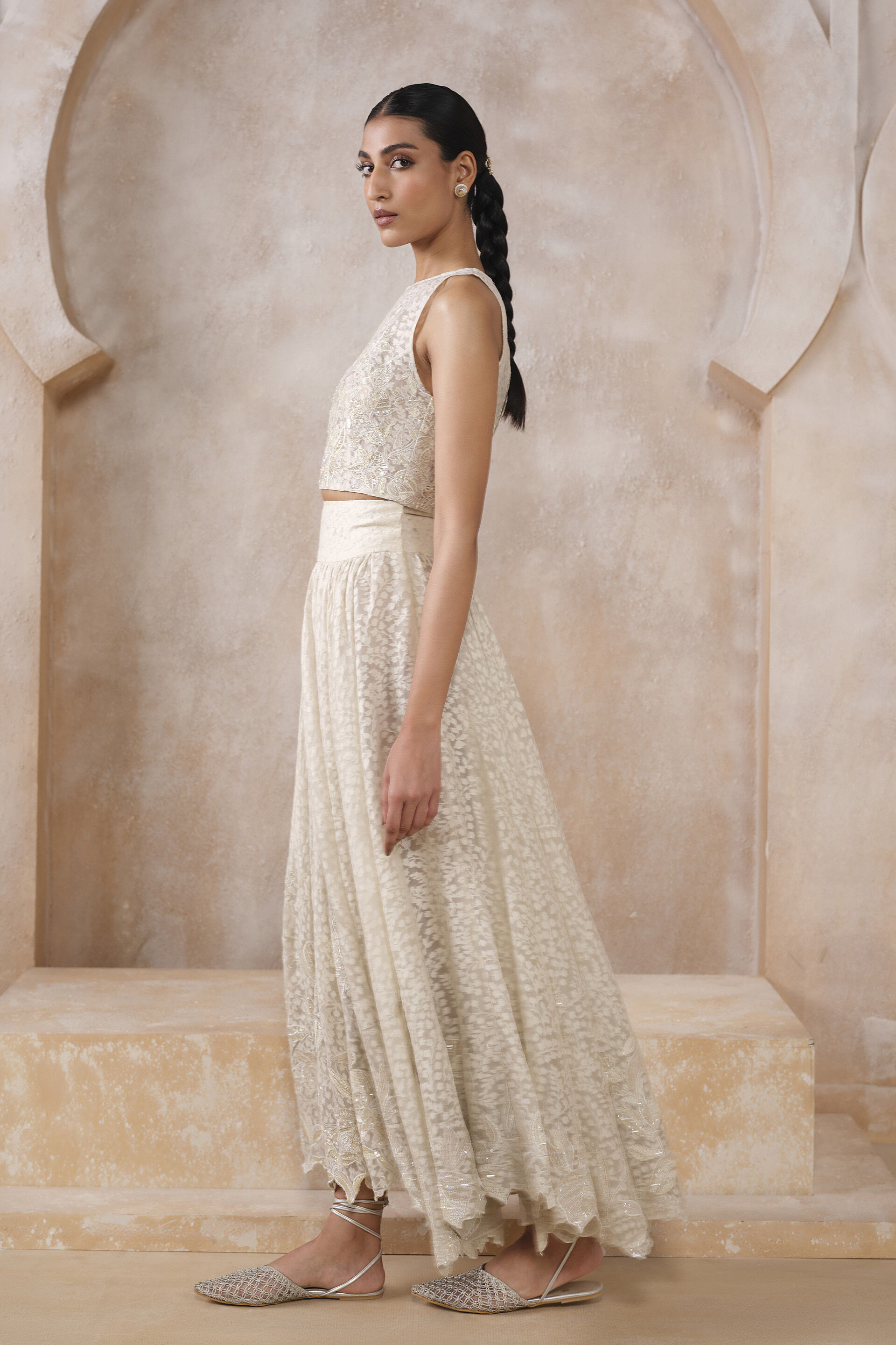 Lume Embroidered Skirt Set - Ivory, Ivory, image 3