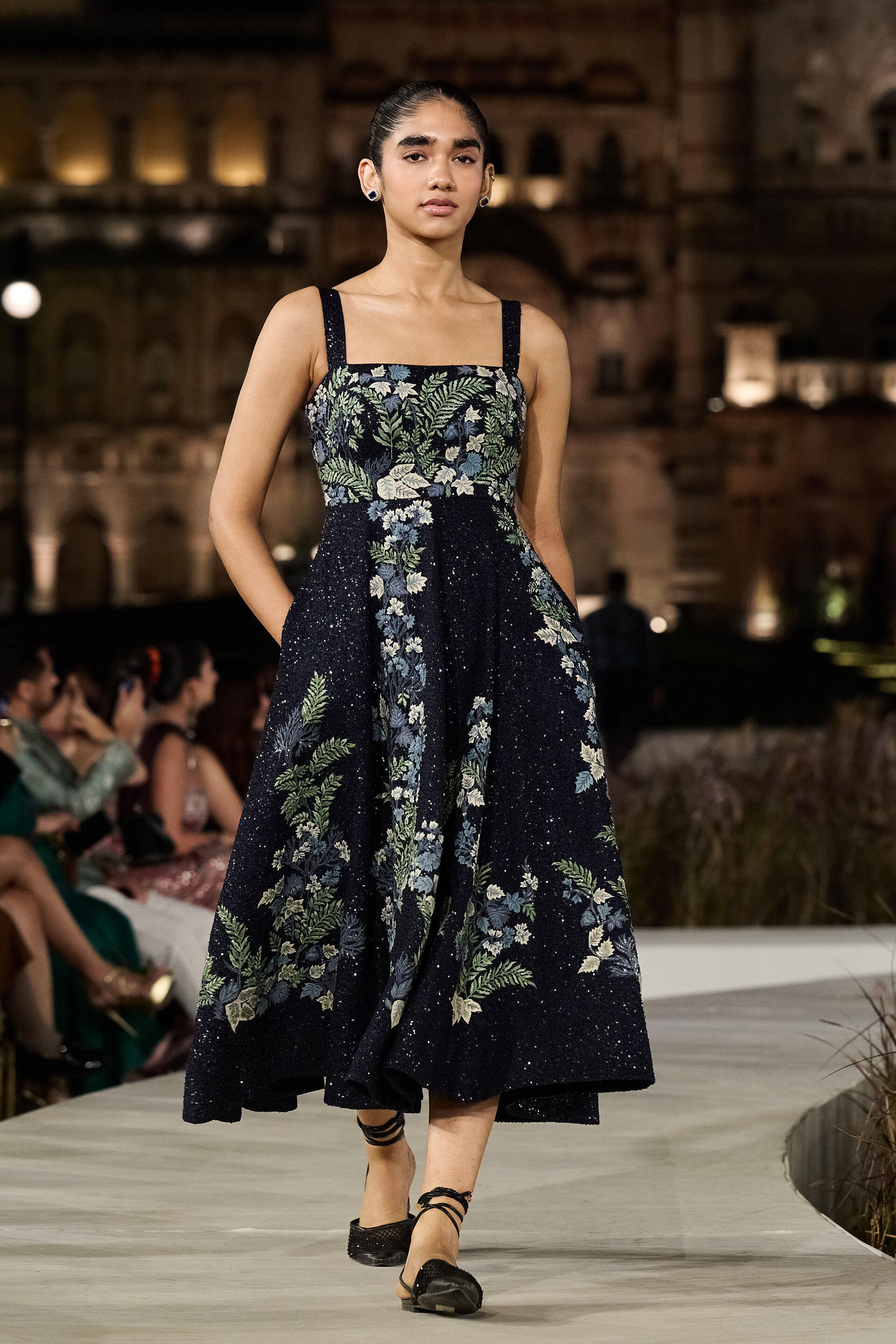 Fenrir Embroidered Silk Dress - Blue, Blue, image 1