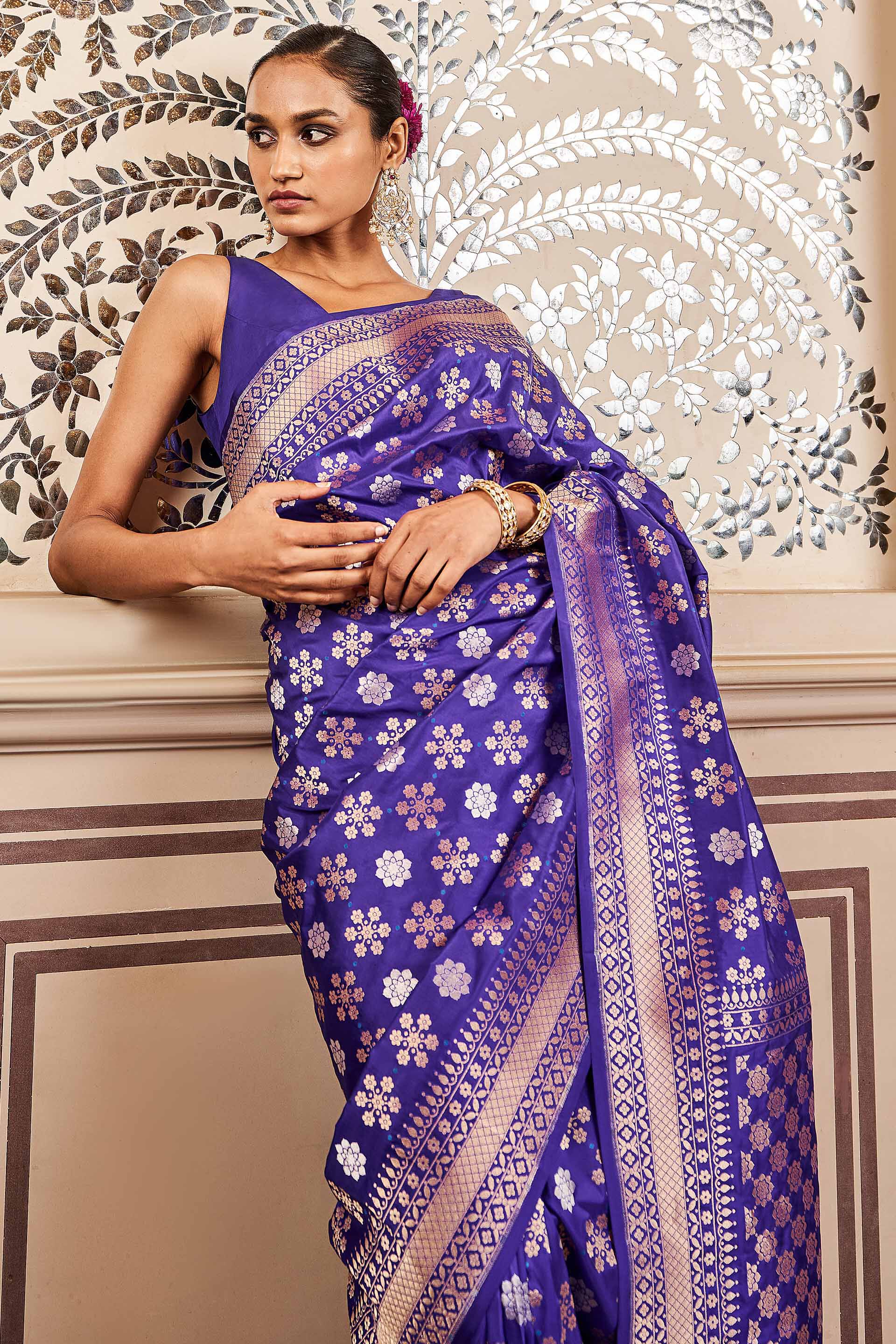 Tvesa Benarasi Saree - Blue, Blue, image 4