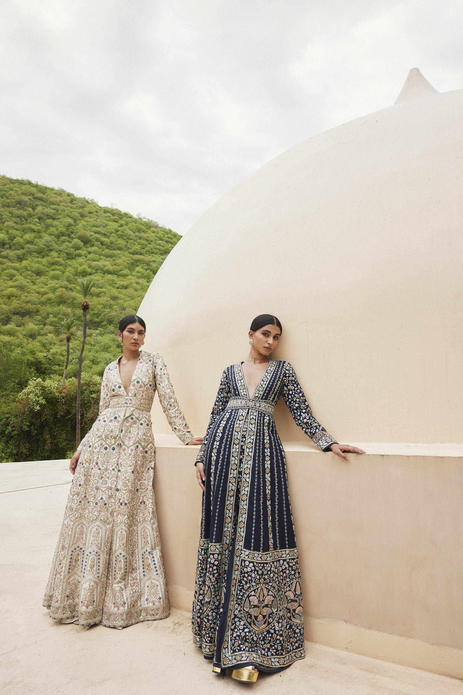 Akila Zardozi & Resham Silk Jacket Set - Navy Blue, Navy Blue, image 4