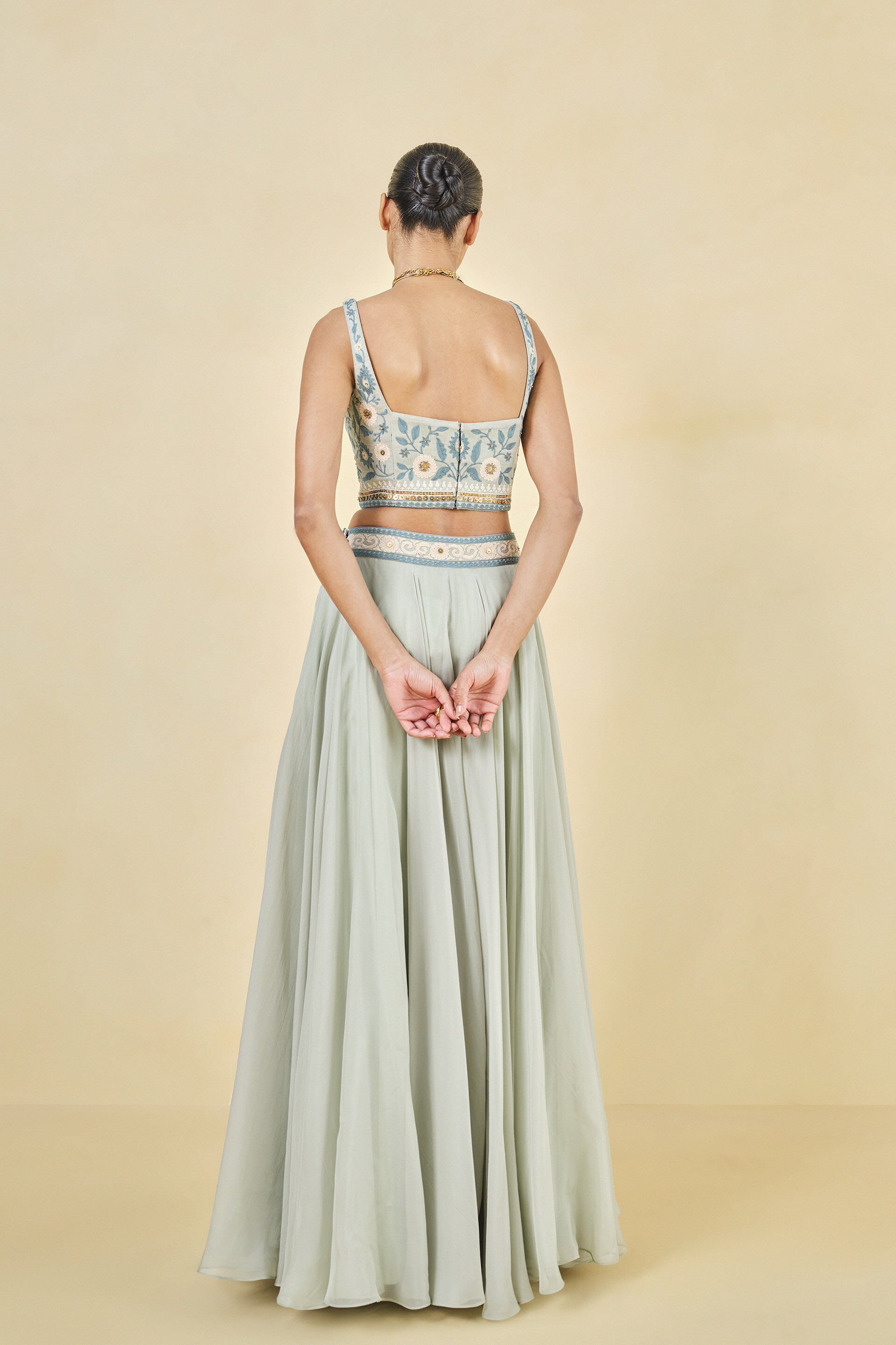 Whisper Of The Woods Embroidered Cord Skirt Set - Sage, Sage, image 2