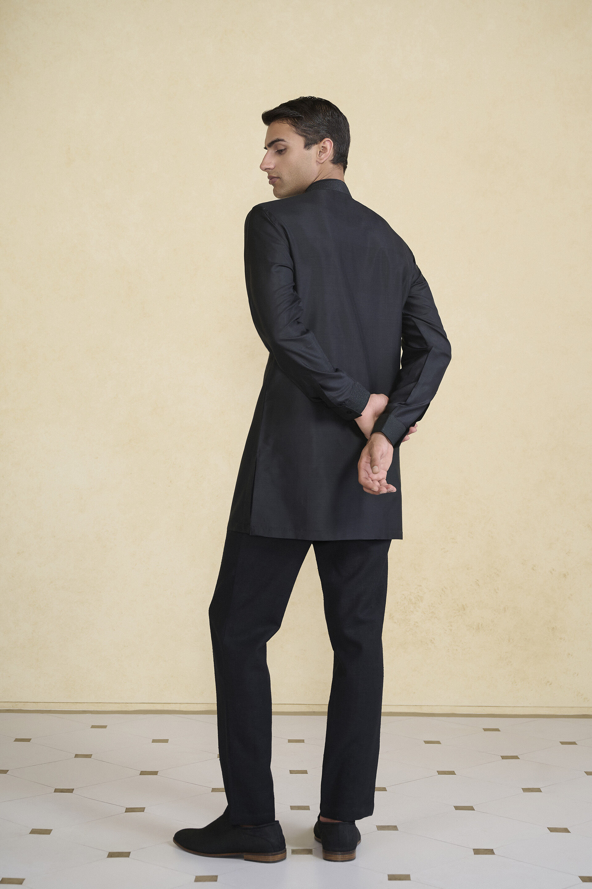 Nayaz Silk Kurta - Black, Black, image 2