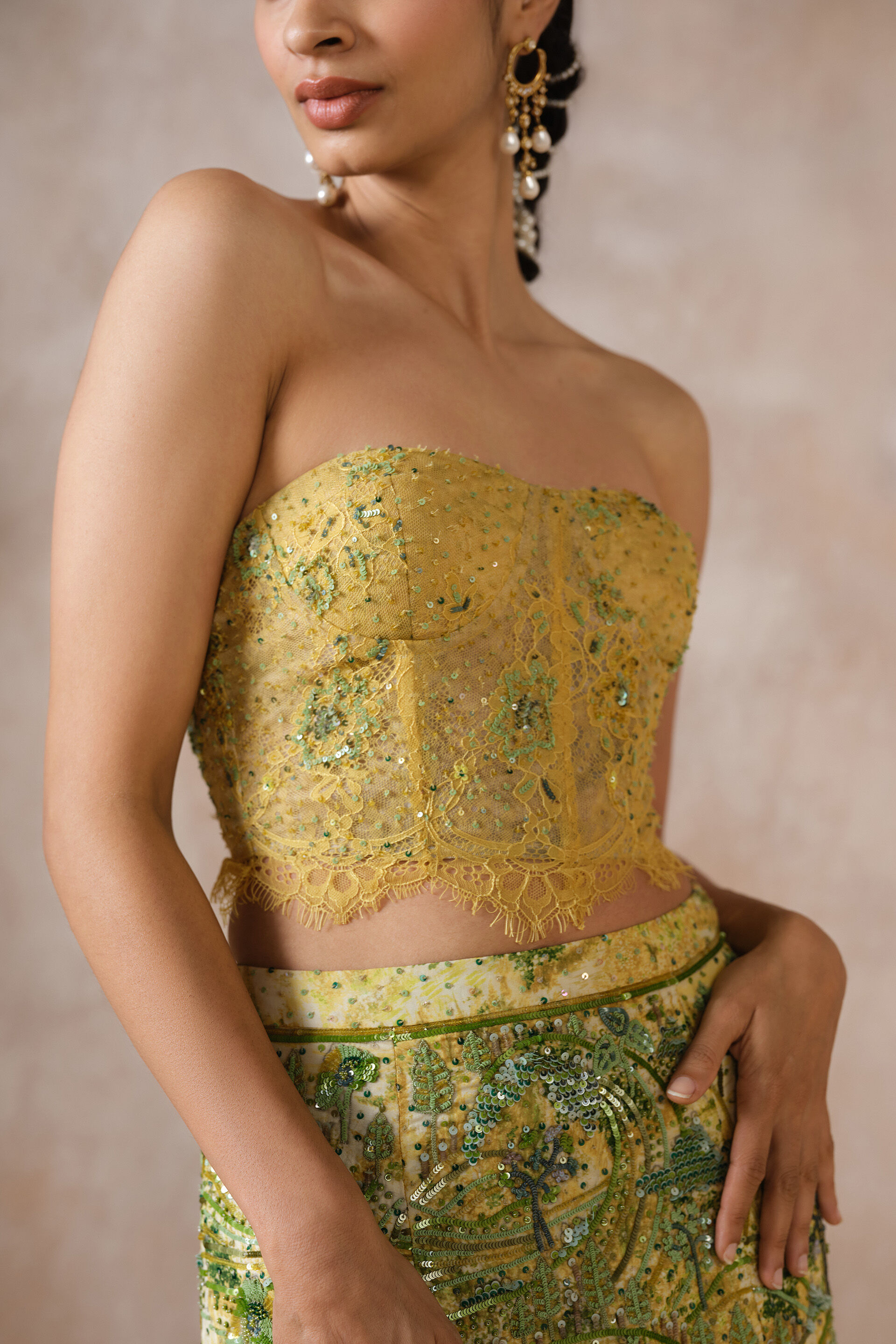 Verdalis Embroidered Applique Skirt Set - Yellow, Yellow, image 5