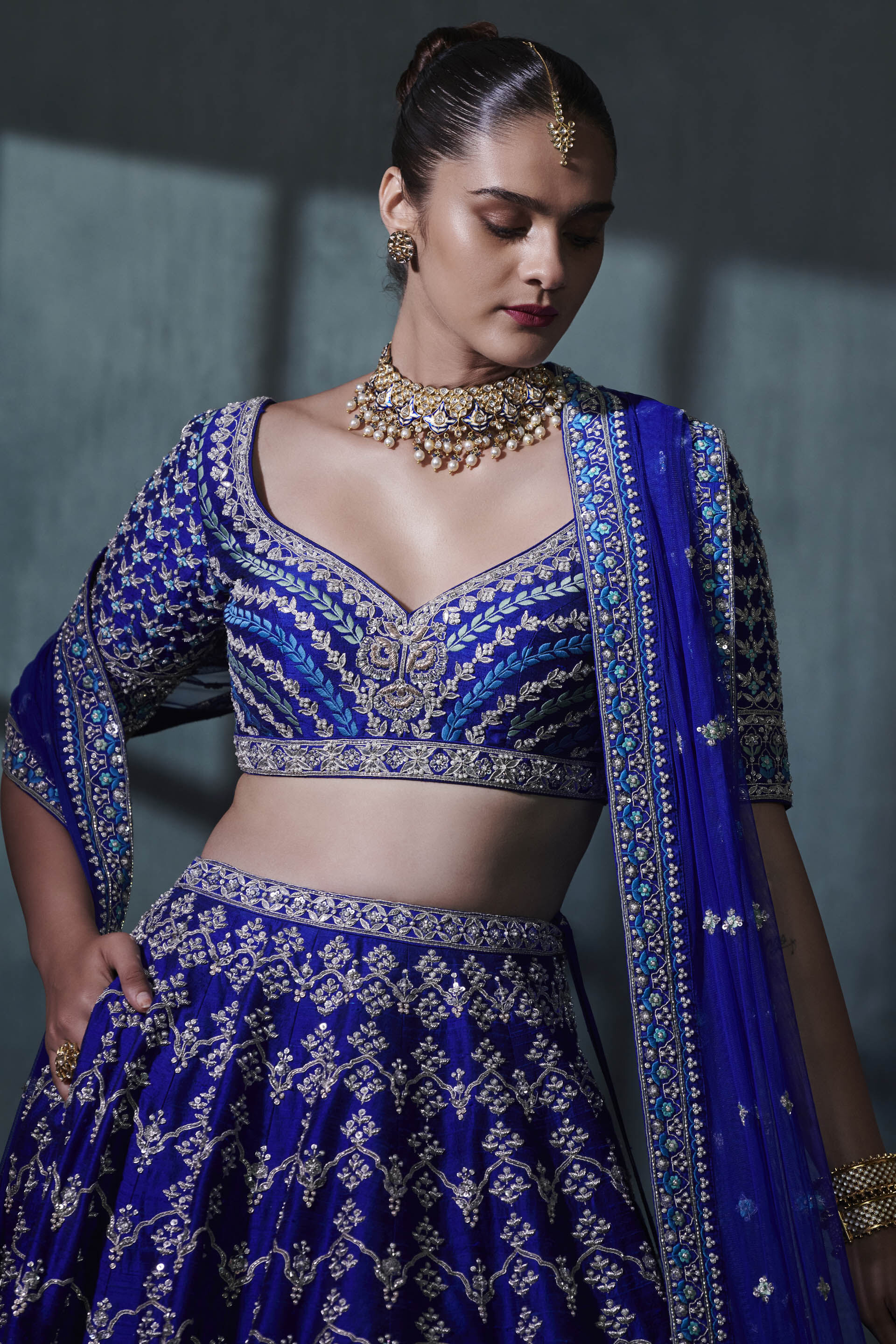 Mythili Lehenga Set - Blue