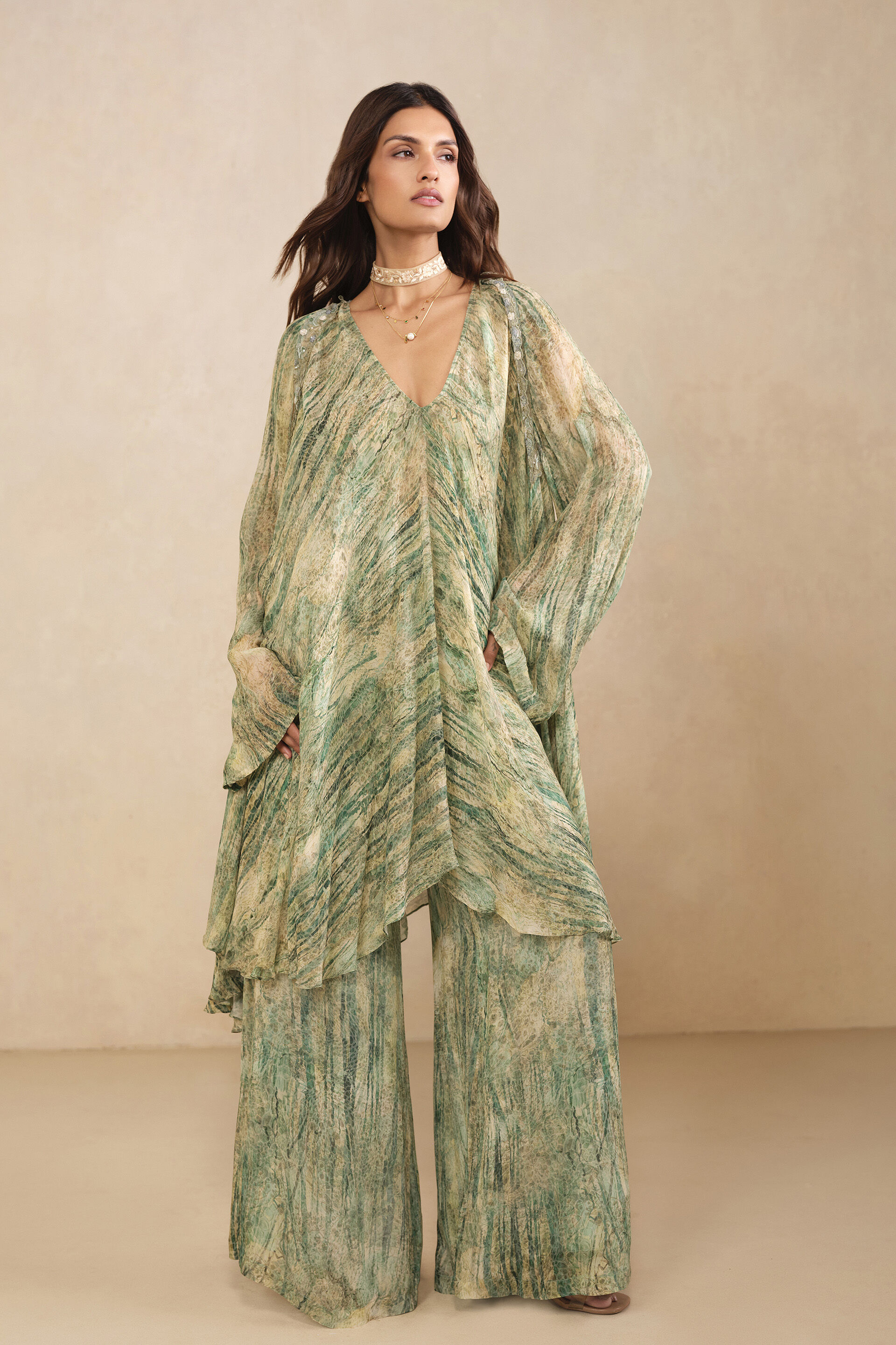 Umi Bemberg Kurta Set - Green, Green, image 1