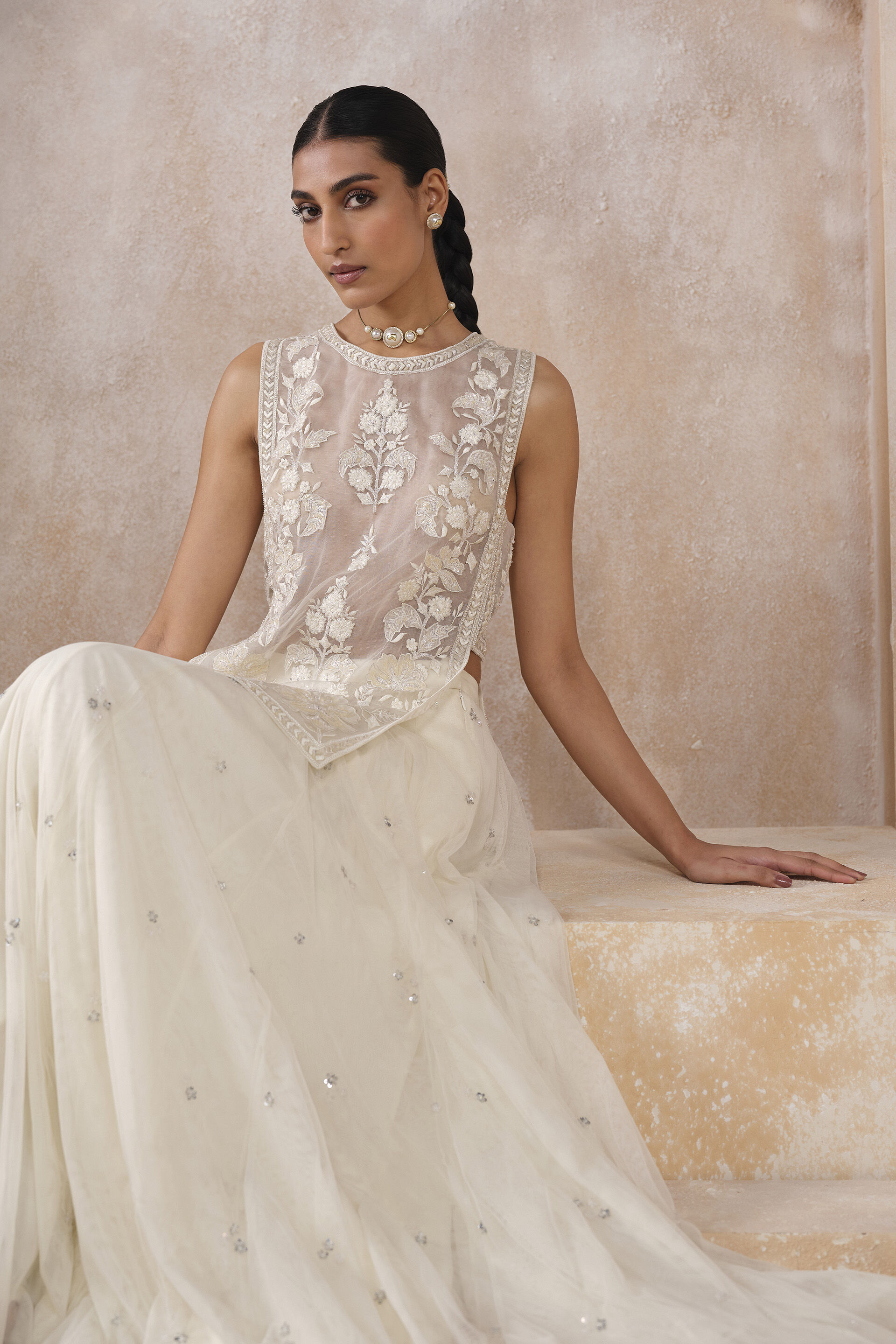 Siofra Silk Skirt Set - Ivory, Ivory, image 4