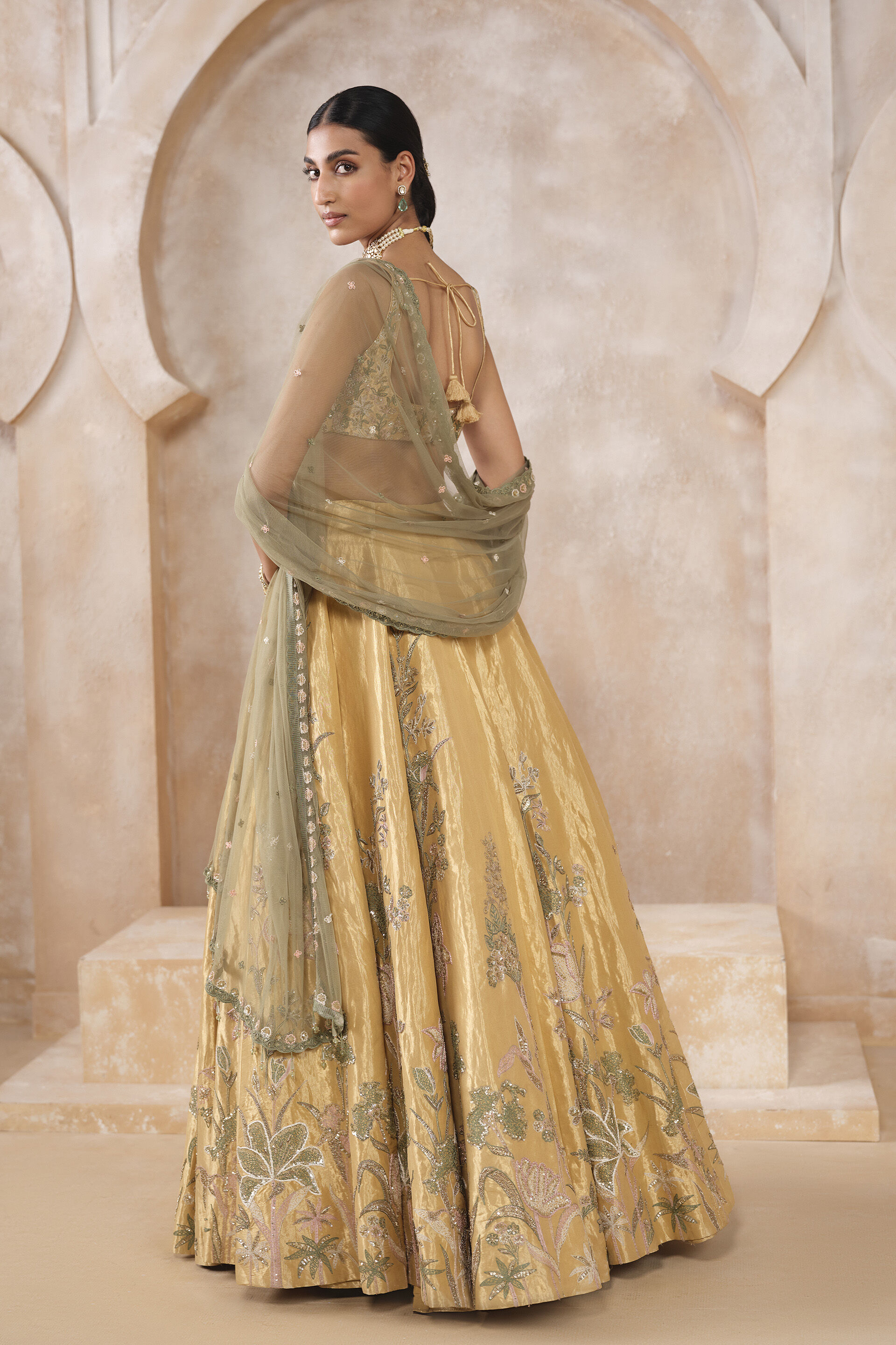 Summerfern Embroidered Lehenga Set - Gold, Gold, image 2