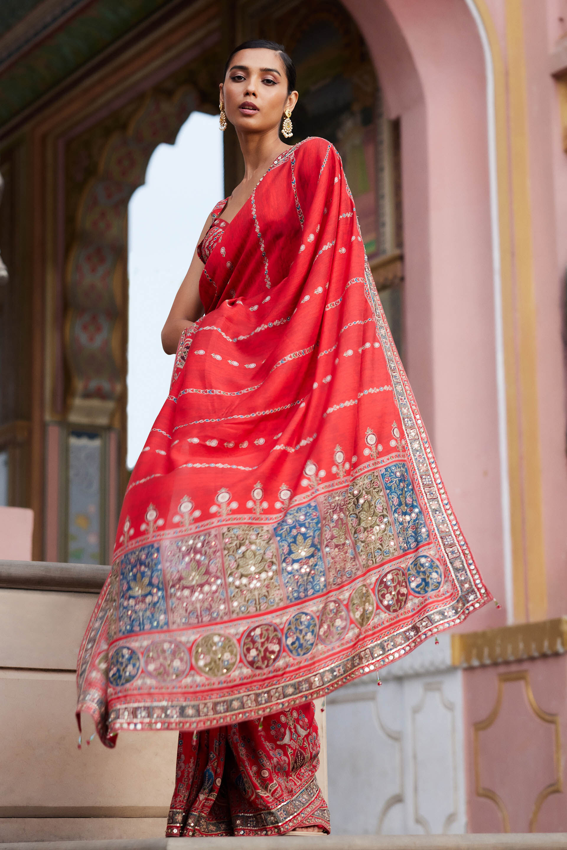Nuris Saree - Red, Red, image 1