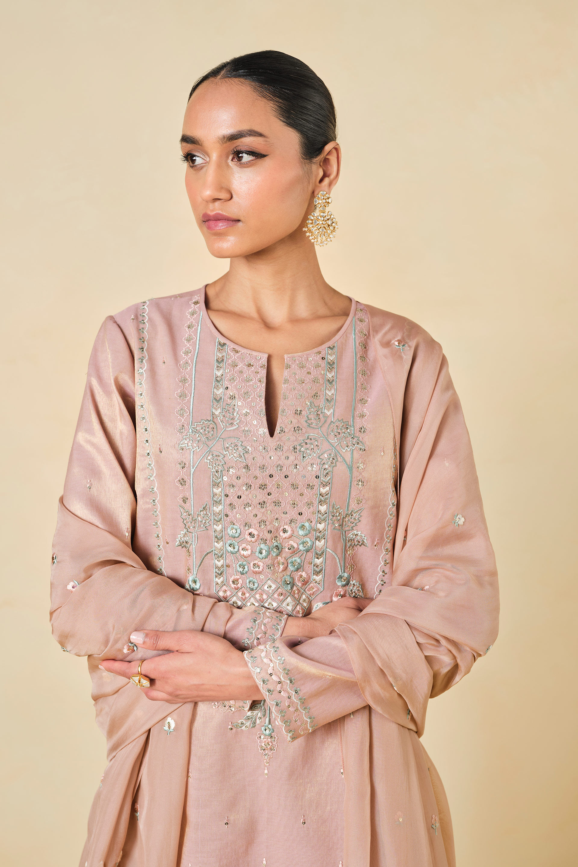 Ambudhi Embroidered Suit Set - Blush, Blush, image 7