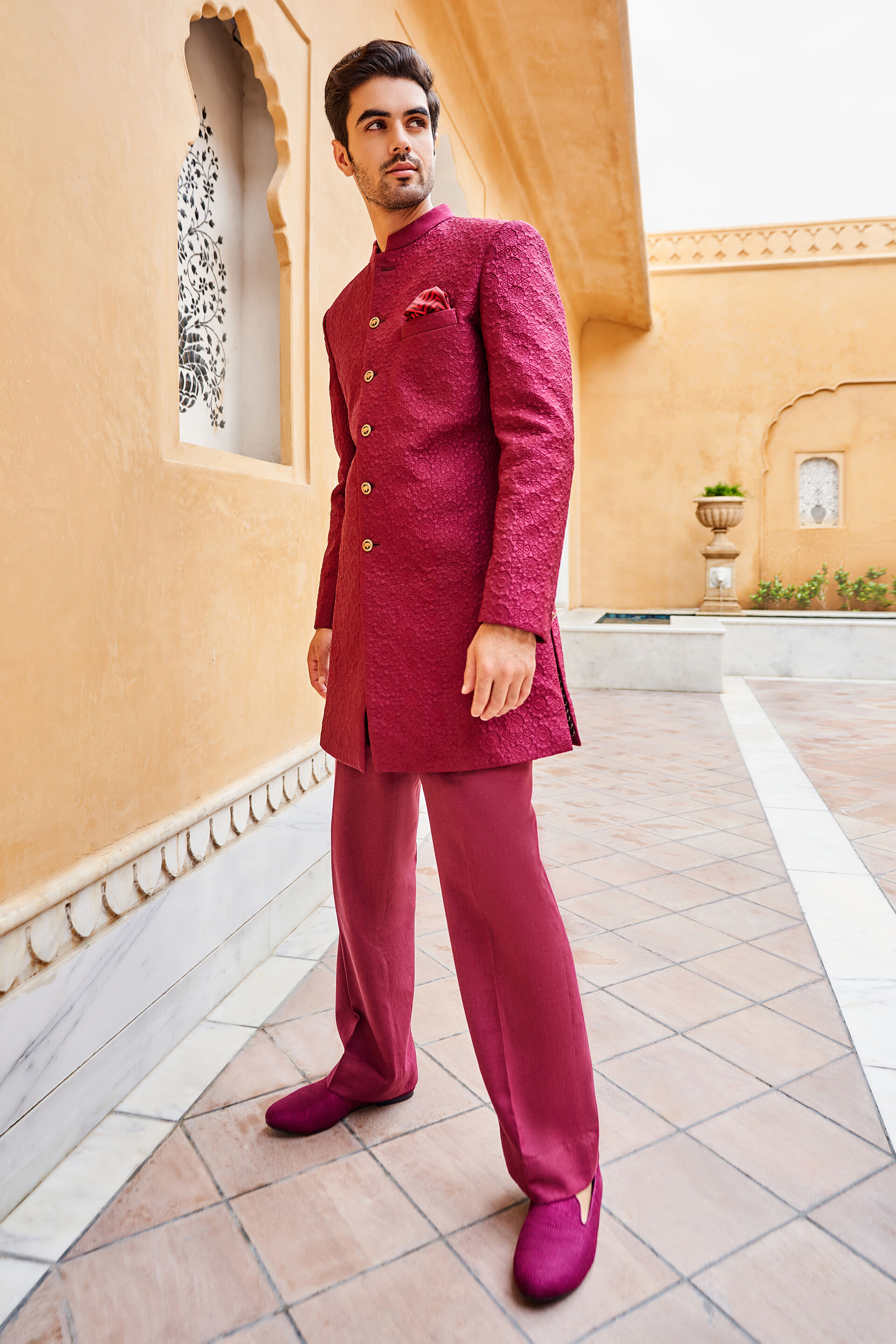 Zehab Sherwani - Maroon, Maroon, image 4