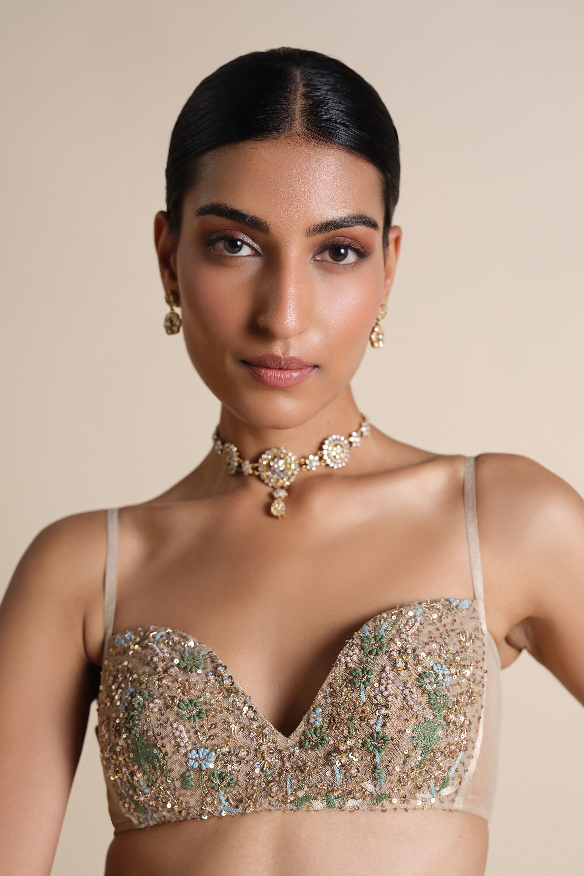 Niamh Embroidered Choli - Gold