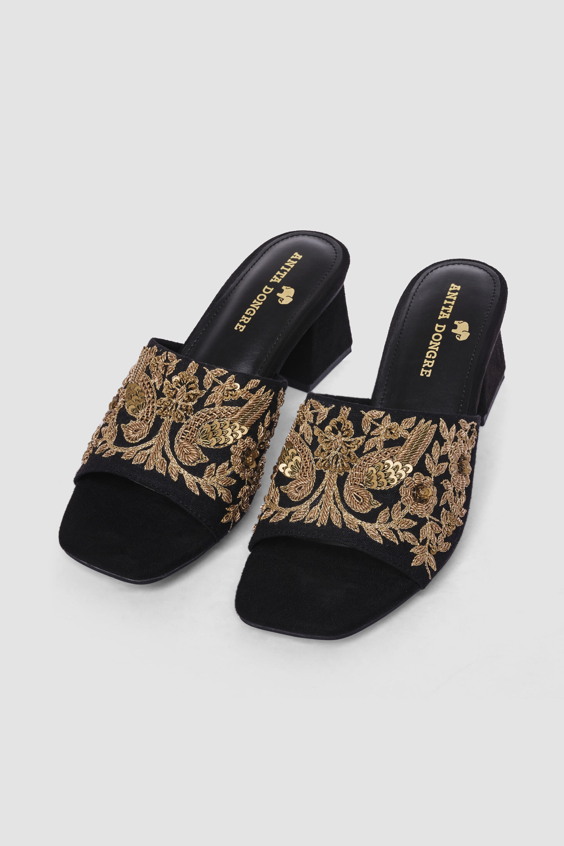 Kabini Hand-embroidered Heels - Black