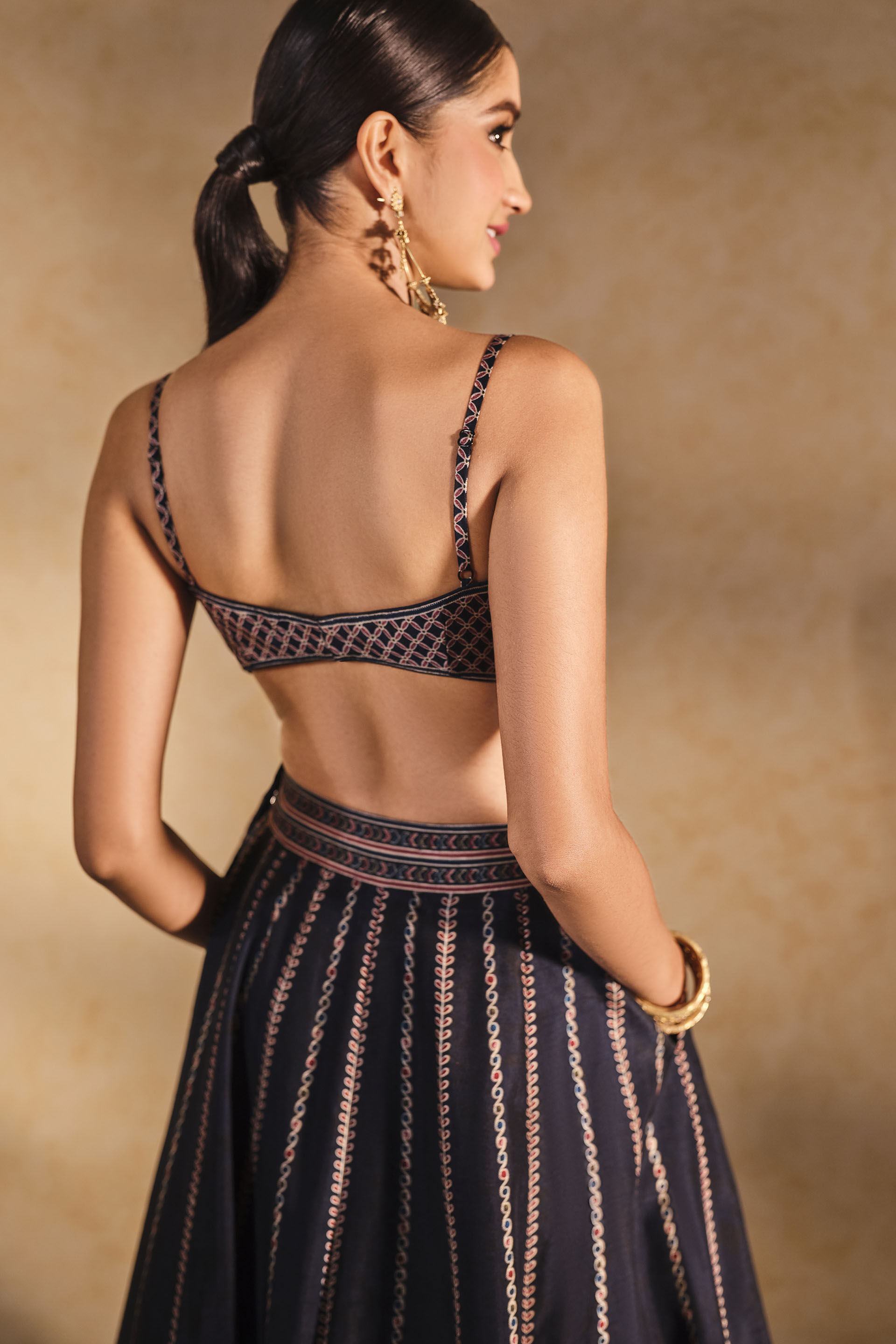 Moonlight Bloom Printed Silk Skirt Set - Blue, Blue, image 14