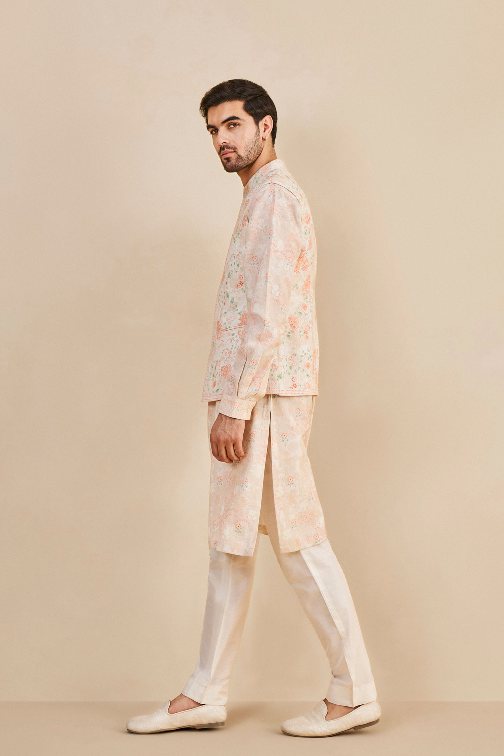 Mizan Nehru Jacket - Peach, Peach, image 2