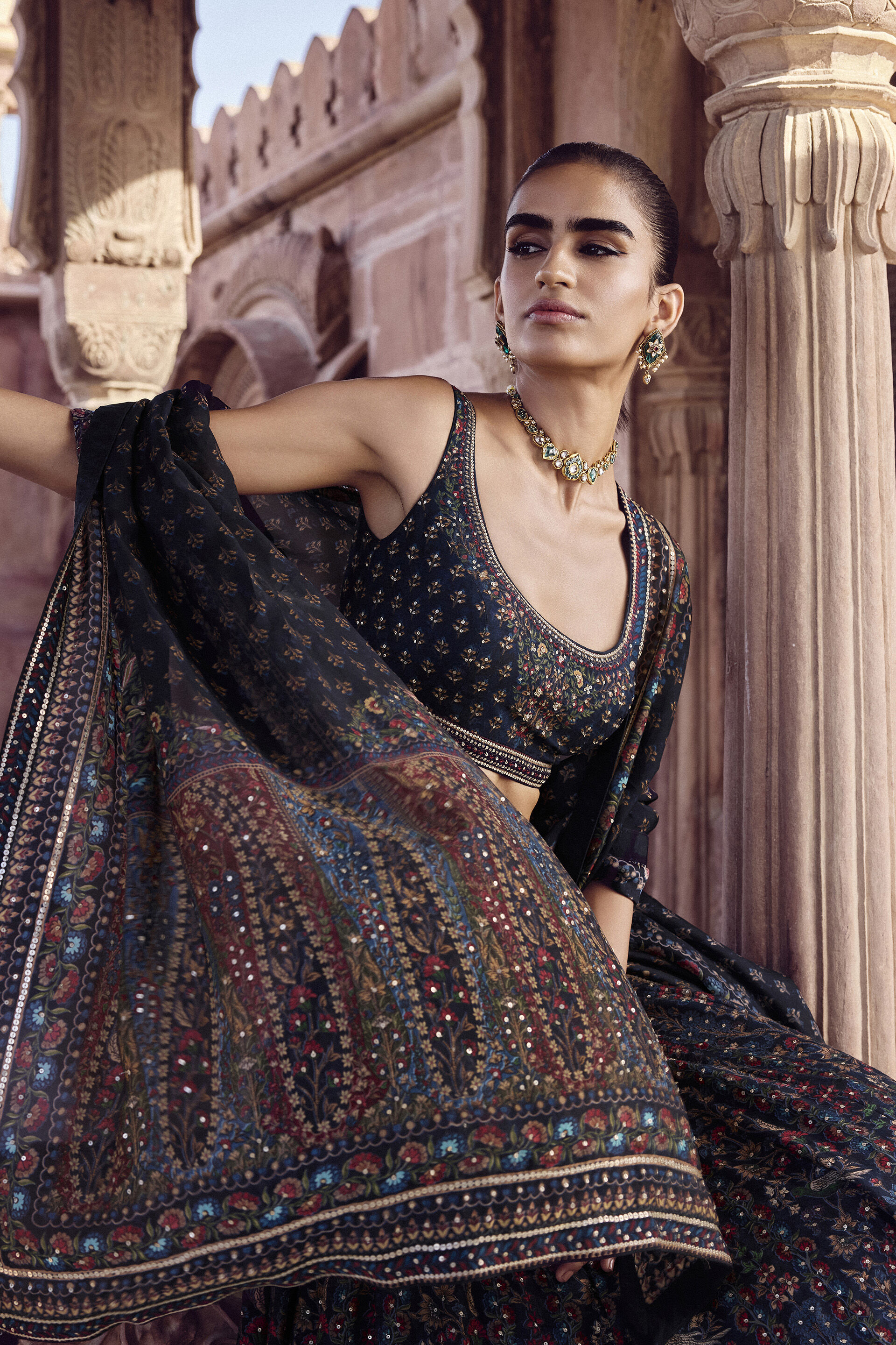 Sharinee Silk Lehenga Set - Blue, Blue, image 3