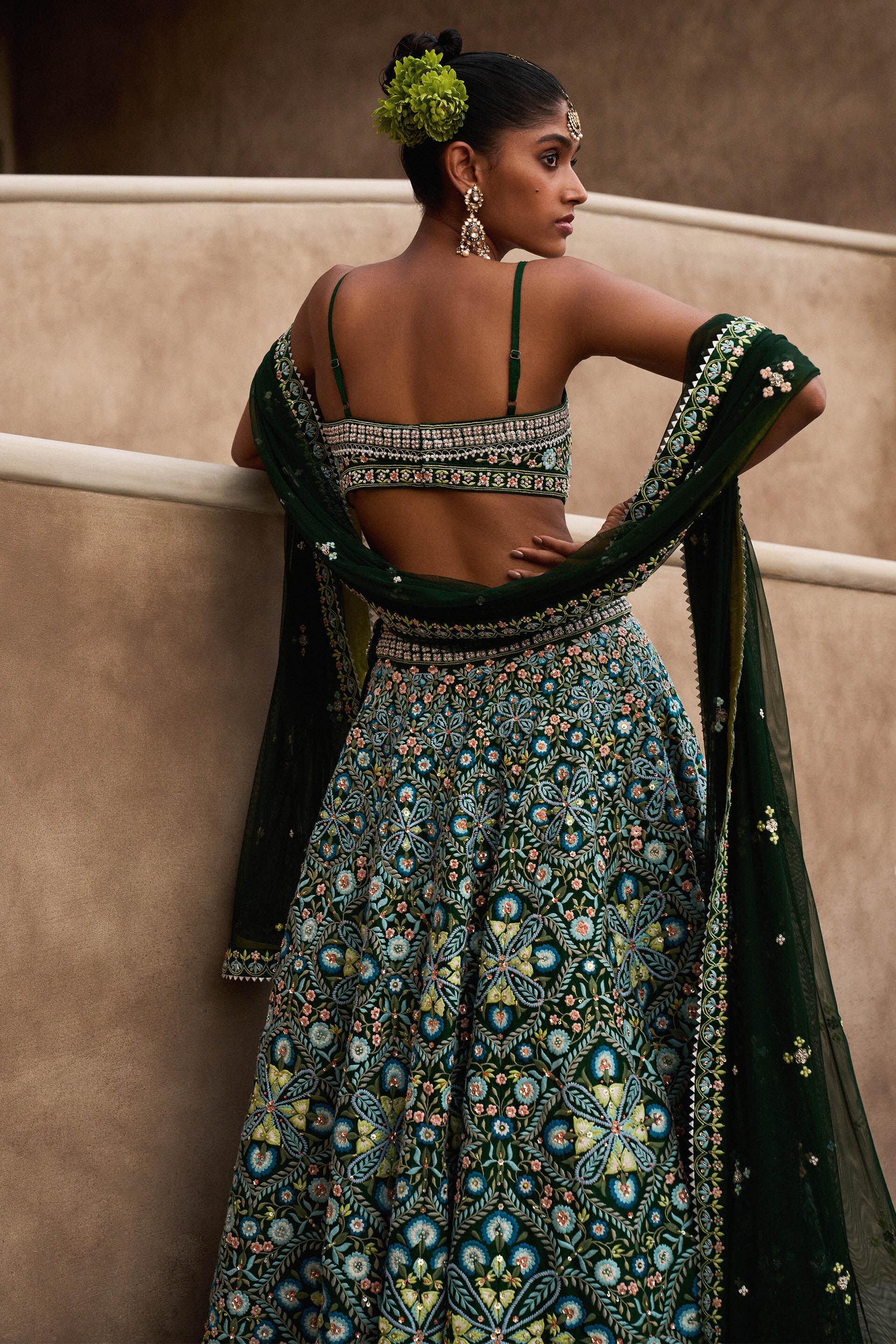 Kanmani Lehenga - Green