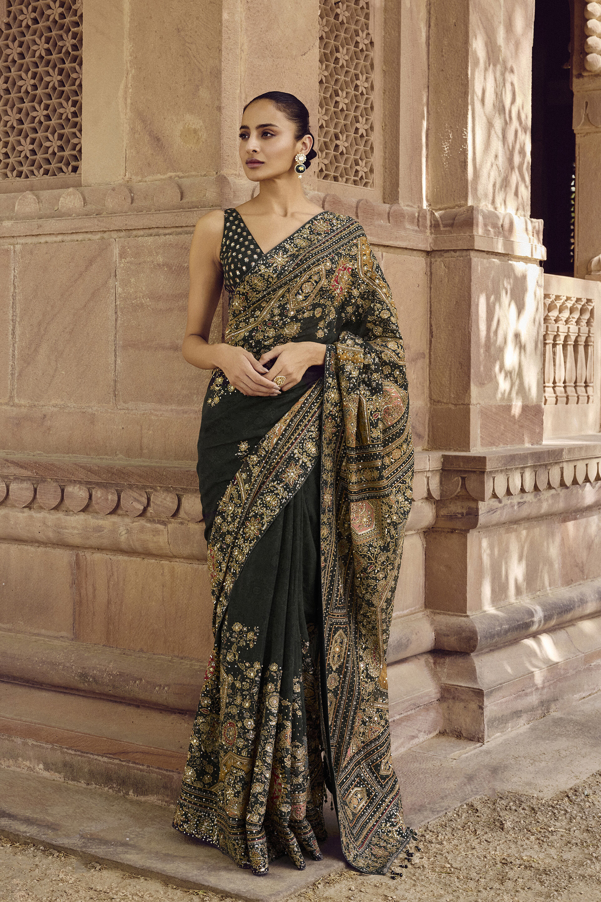 Rishama Silk Saree - Green, Green, image 1