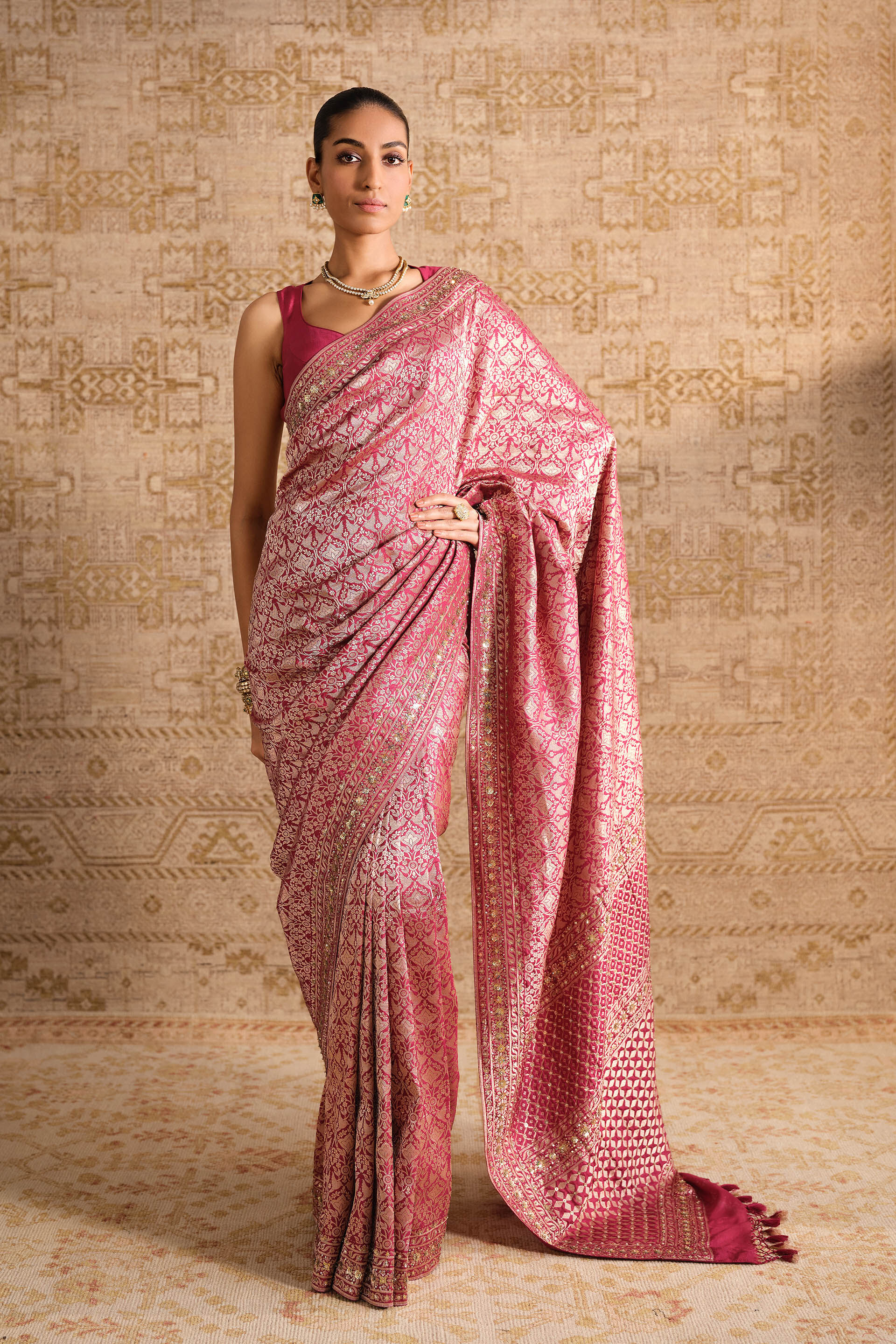 Anedya Handwoven Benarasi Silk Saree - Ruby