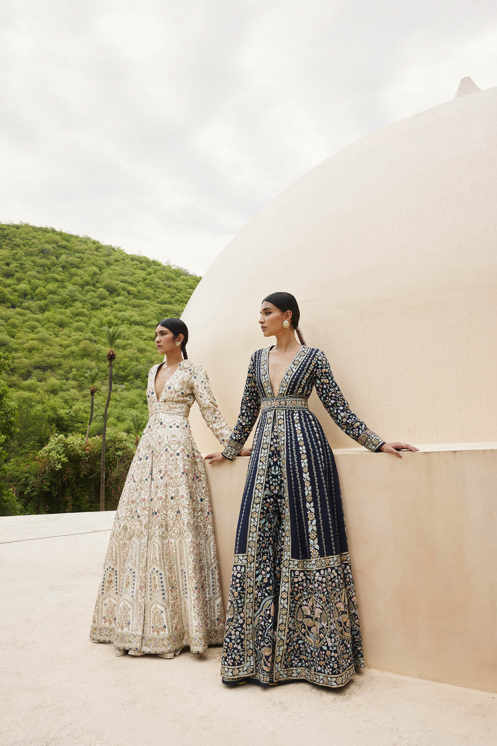 Hrida Zardozi & Resham Silk Jacket Set - Ivory, Ivory, image 3