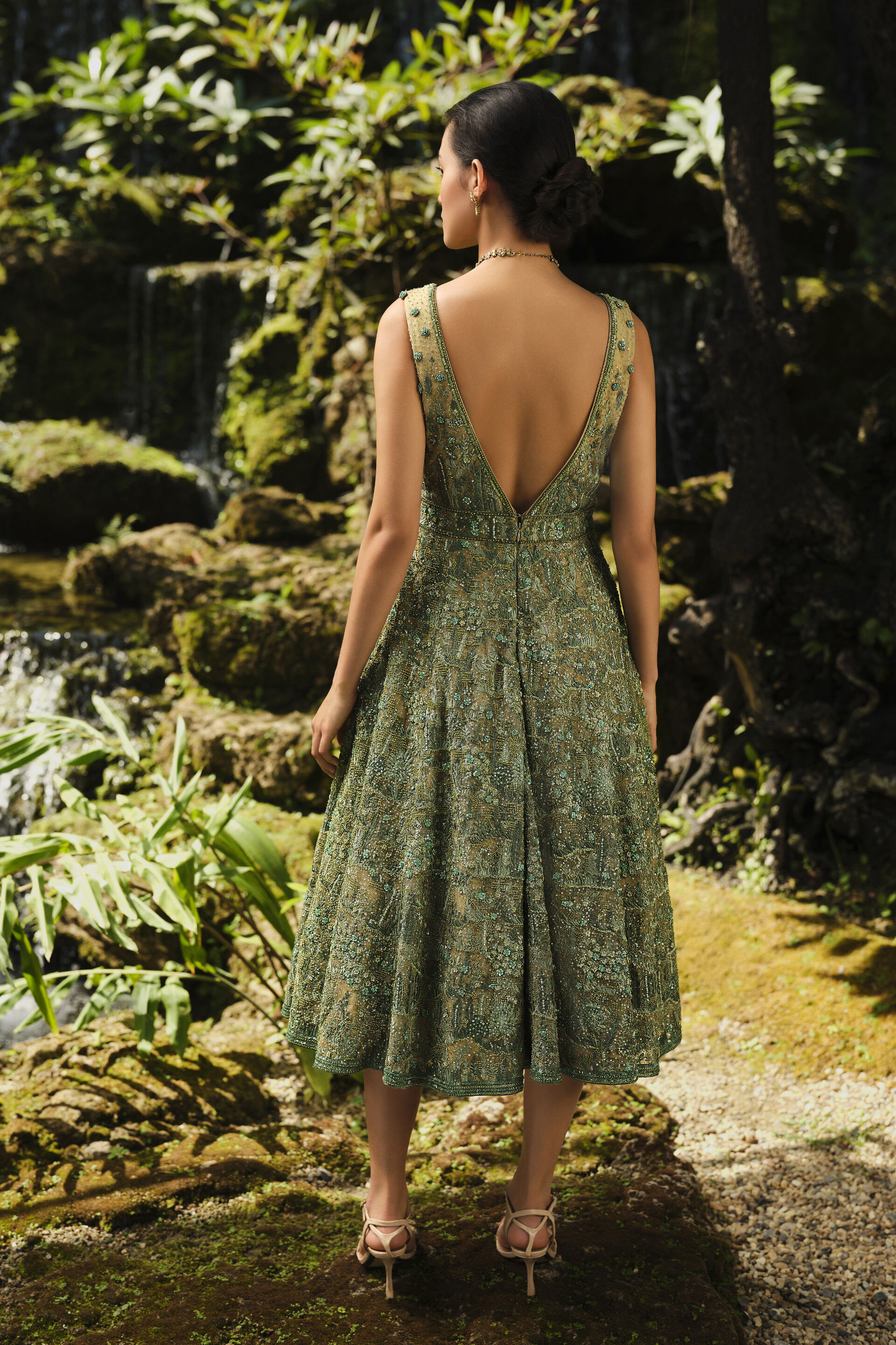 Grassland Embroidered Dress - Green