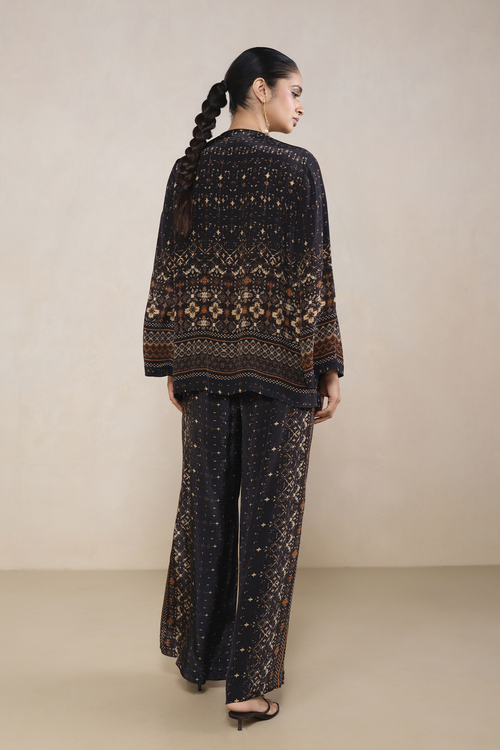 Asma Printed Co-ord in Black, Black, image 2