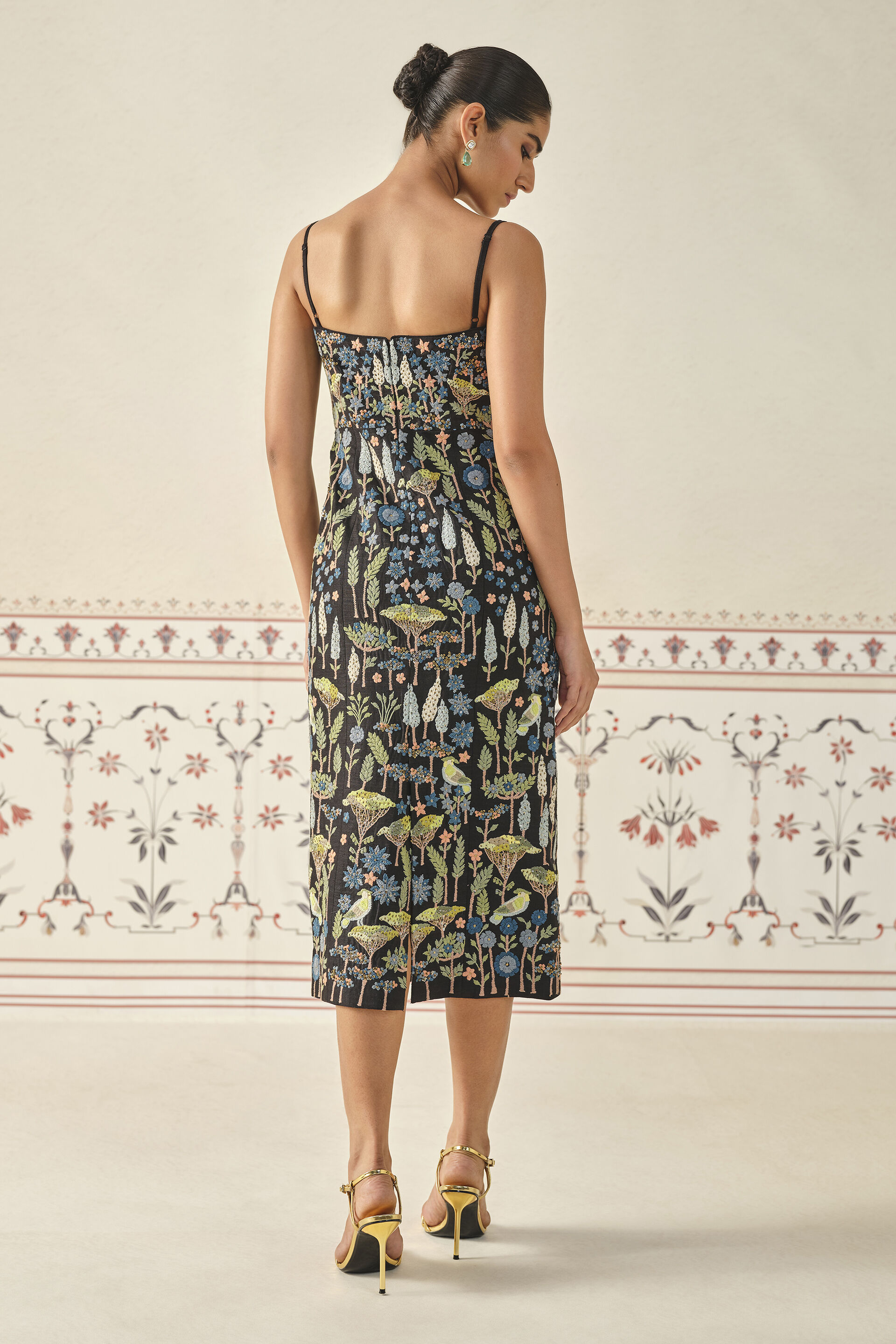 Dreams of Dusk Embroidered Zardozi Silk Dress - Black