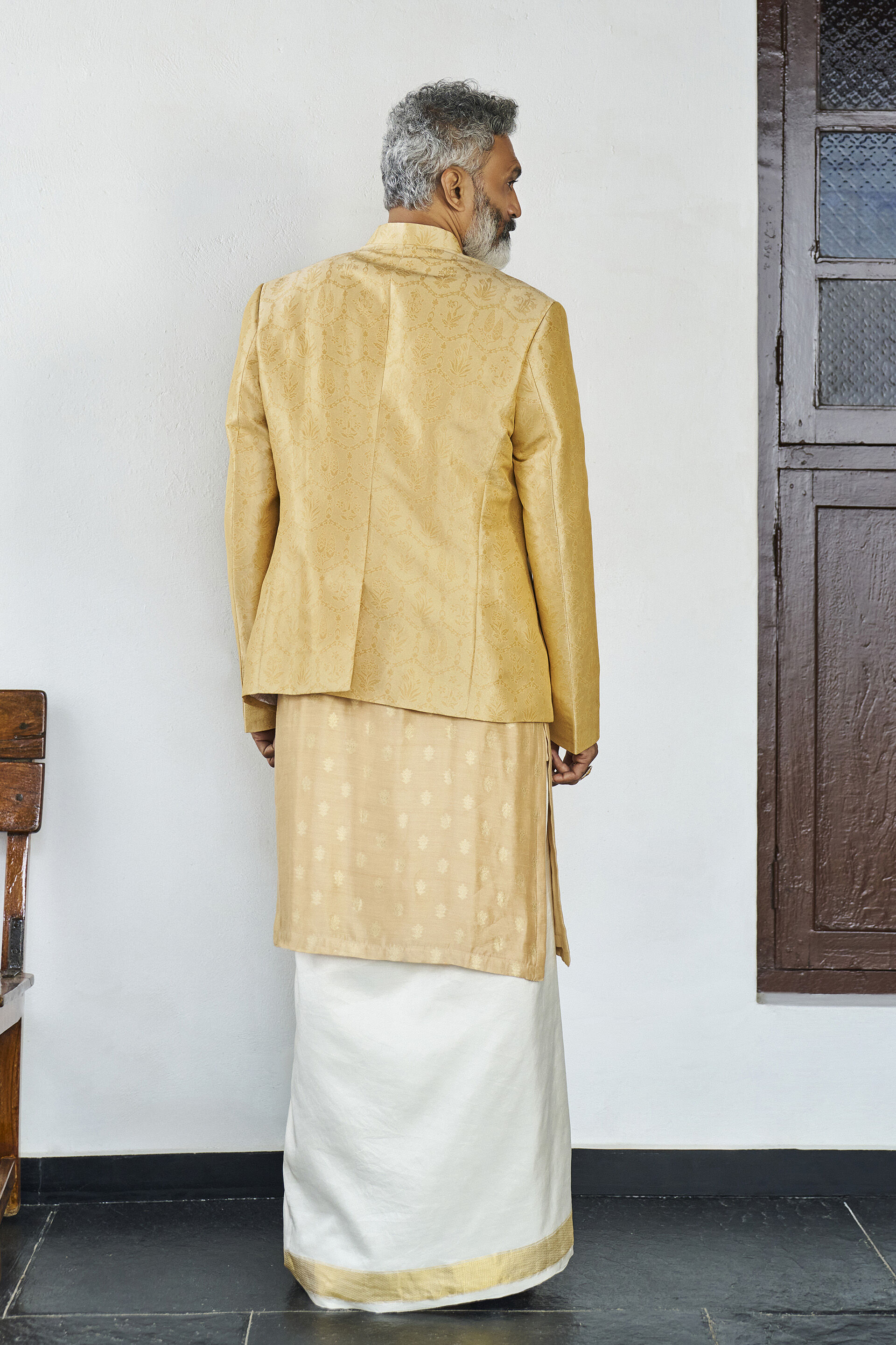 Dildar Kurta in Beige Benarasi, Beige, image 2