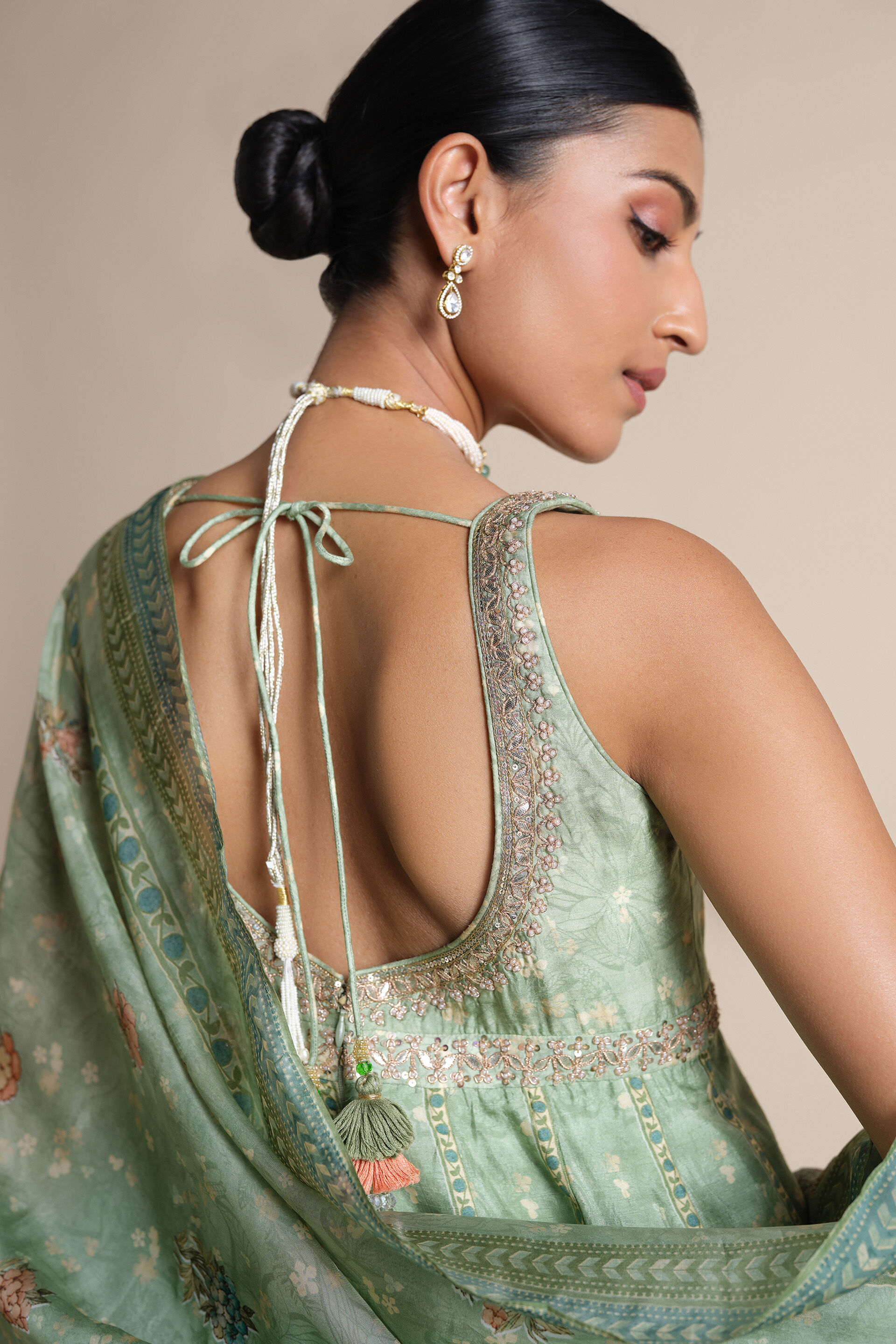 Avolnea Silk Anarkali Set - Sage, Sage, image 5