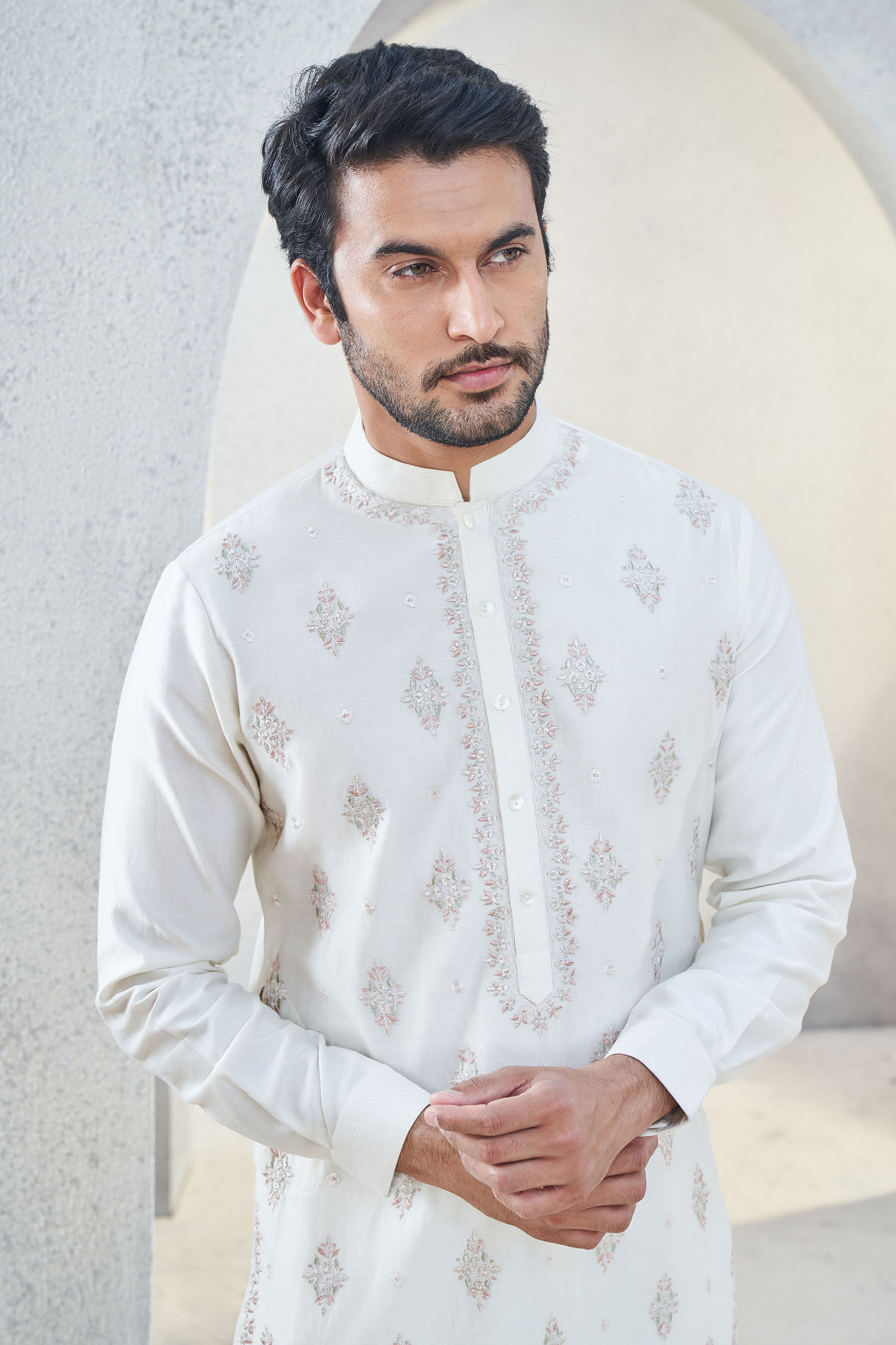 Anvit Embroidered Kurta - Off White, Off White, image 6