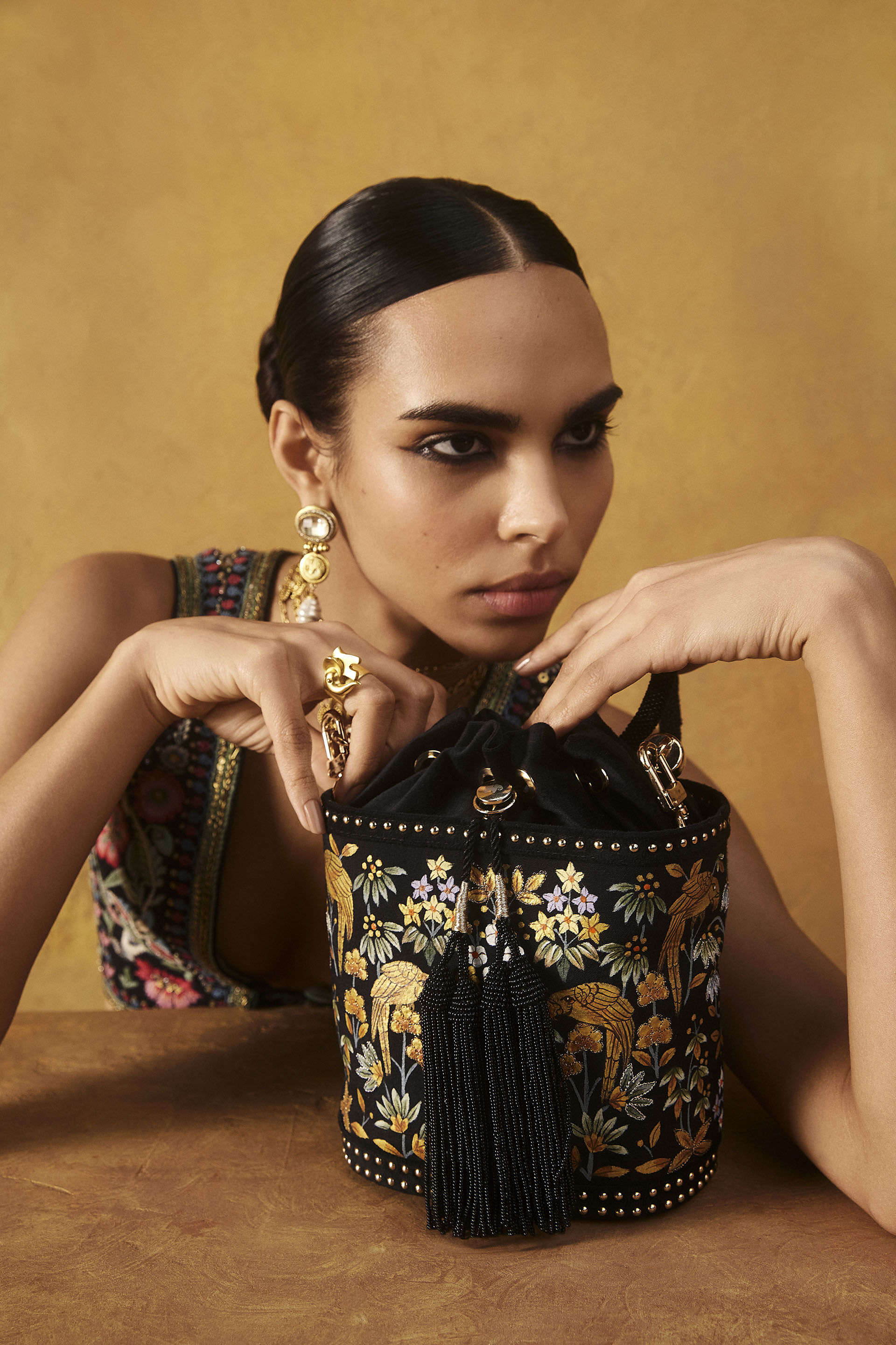 Pichhwai Bucket Bag - Nightingale Black