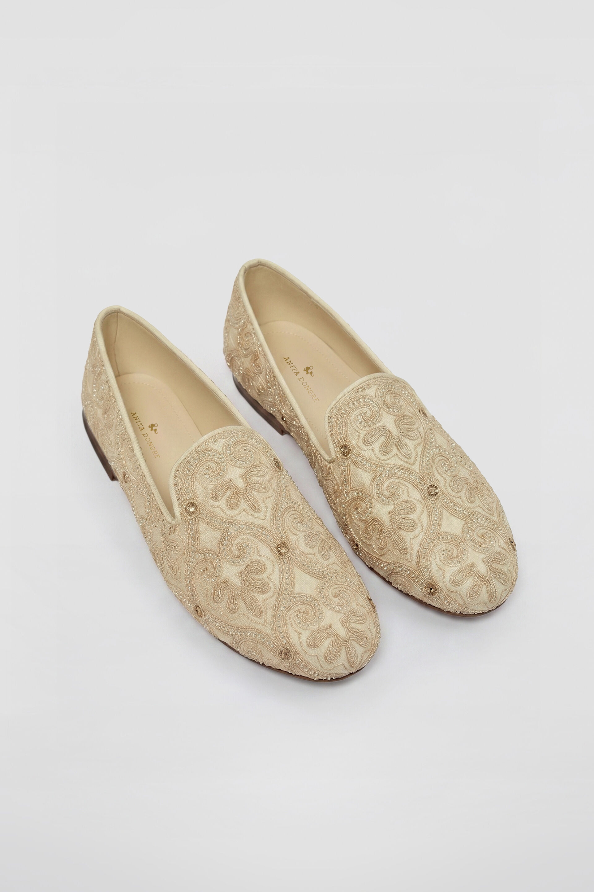 Vismay Gota Patti Silk Mojris - Ivory