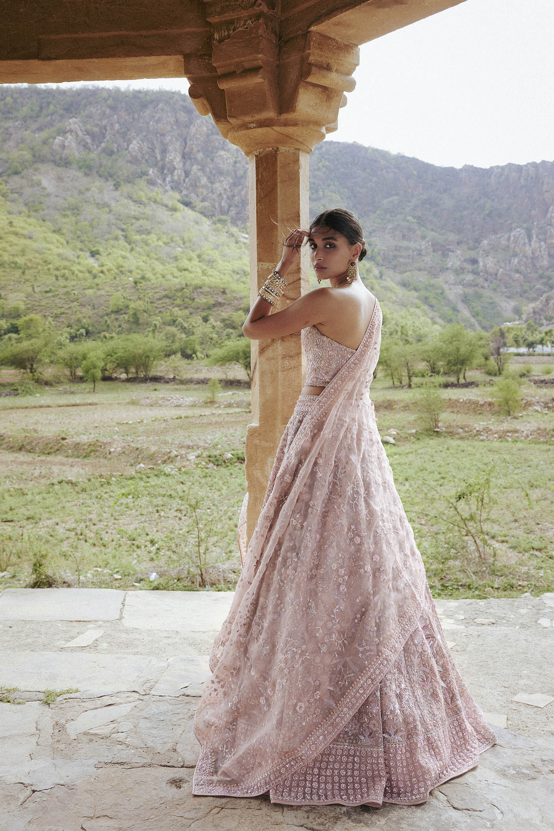 Aavya Embroidered Silk Lehenga - Blush, Blush, image 5