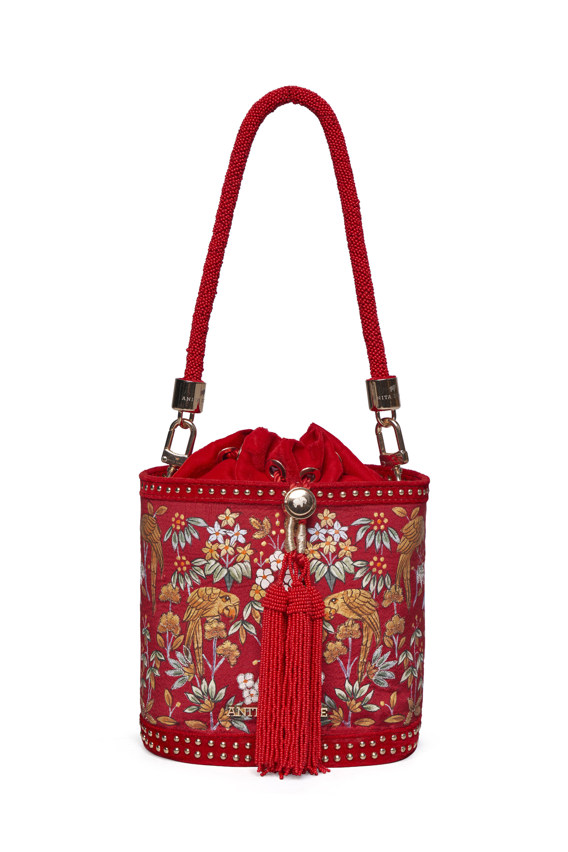 Pichhwai Bucket Bag - Scarlet Red, Red, image 8