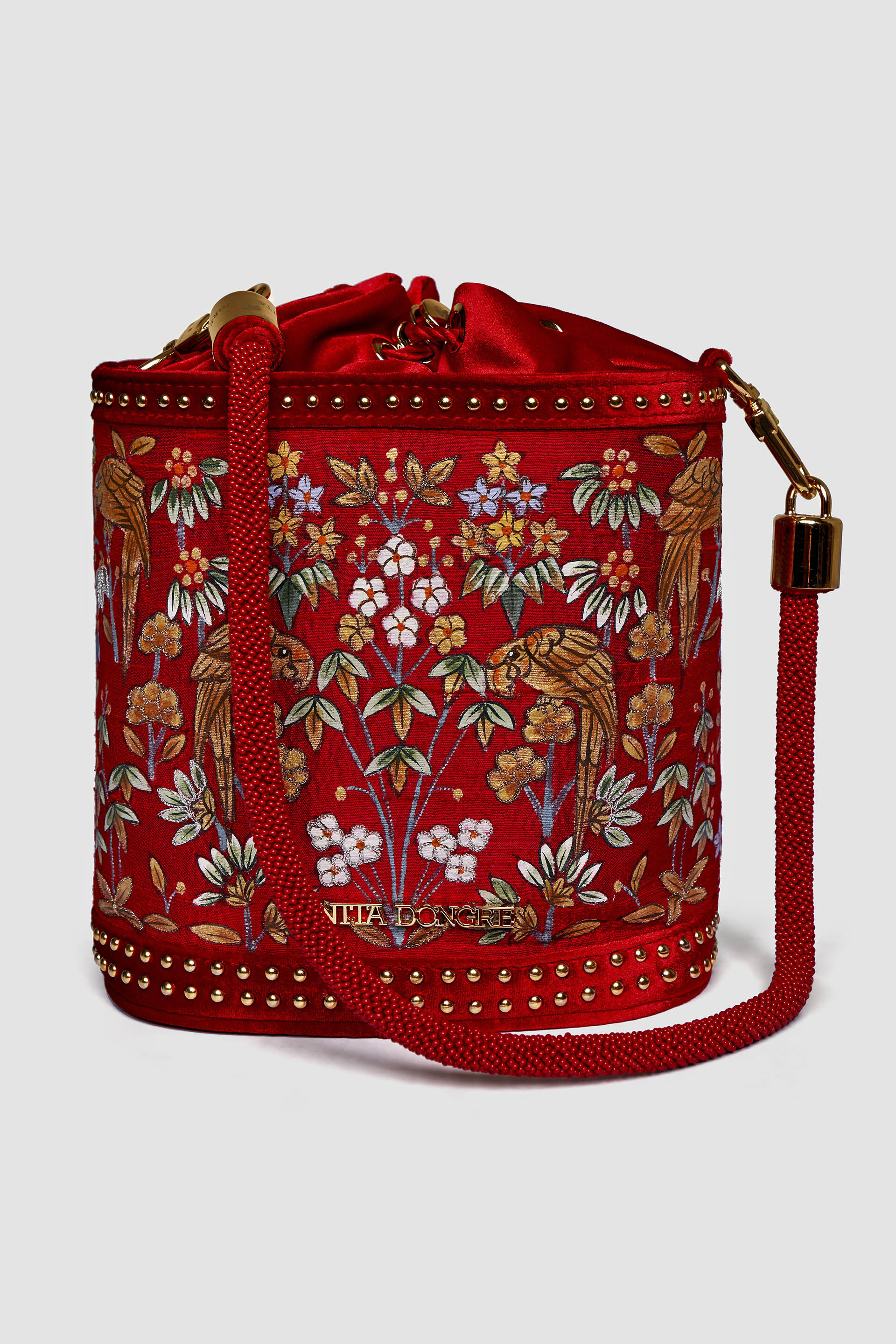 Pichhwai Bucket Bag - Scarlet Red, Red, image 2