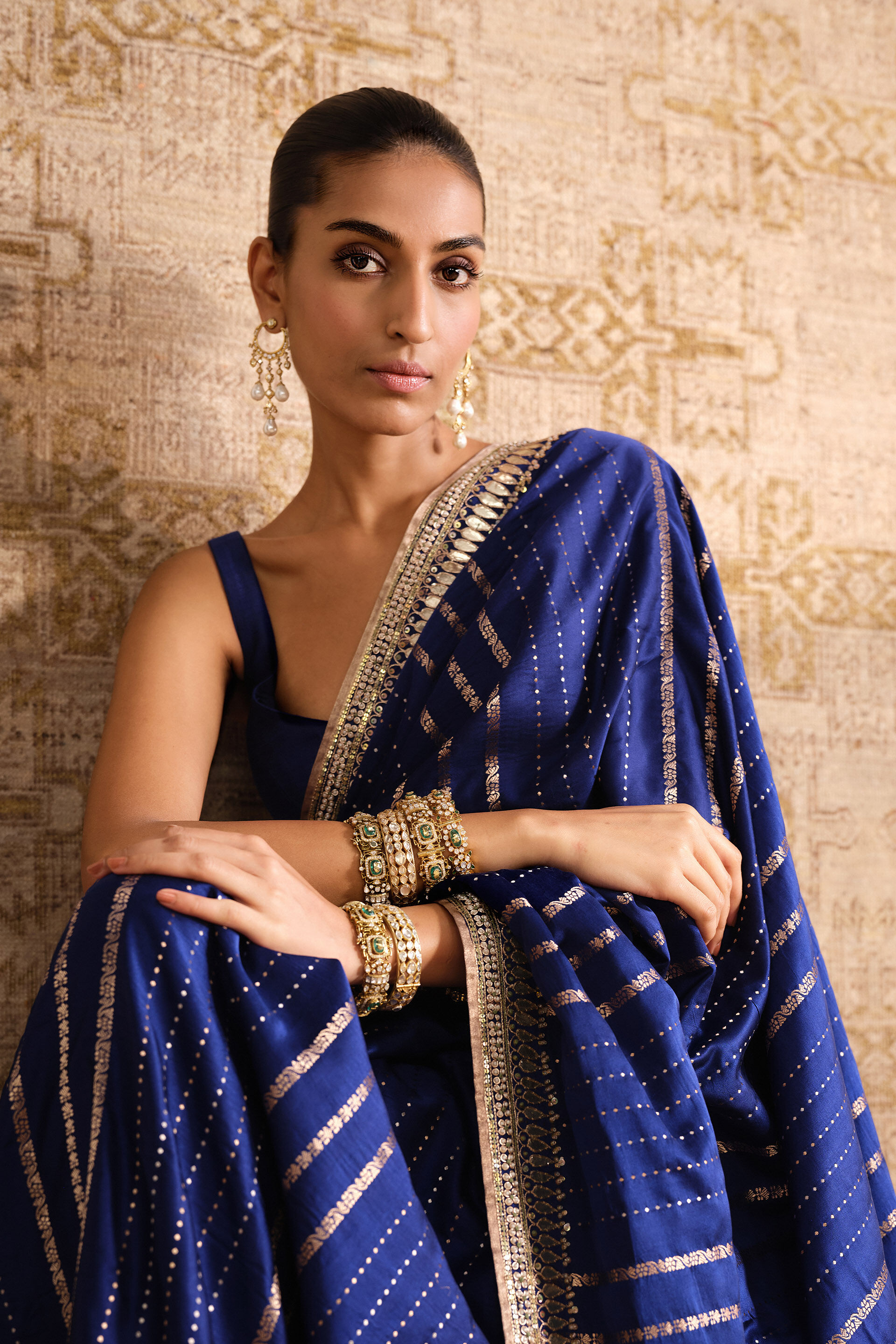 Drishika Handwoven Benarasi Silk Saree, Blue, image 3