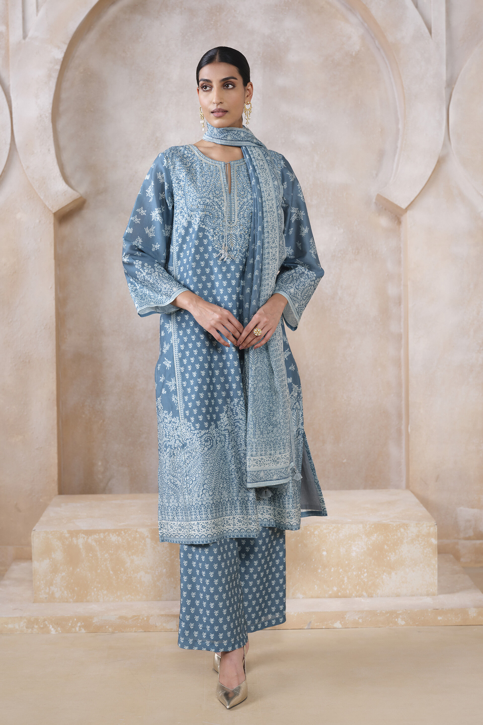 Miral Silk Suit Set - Blue