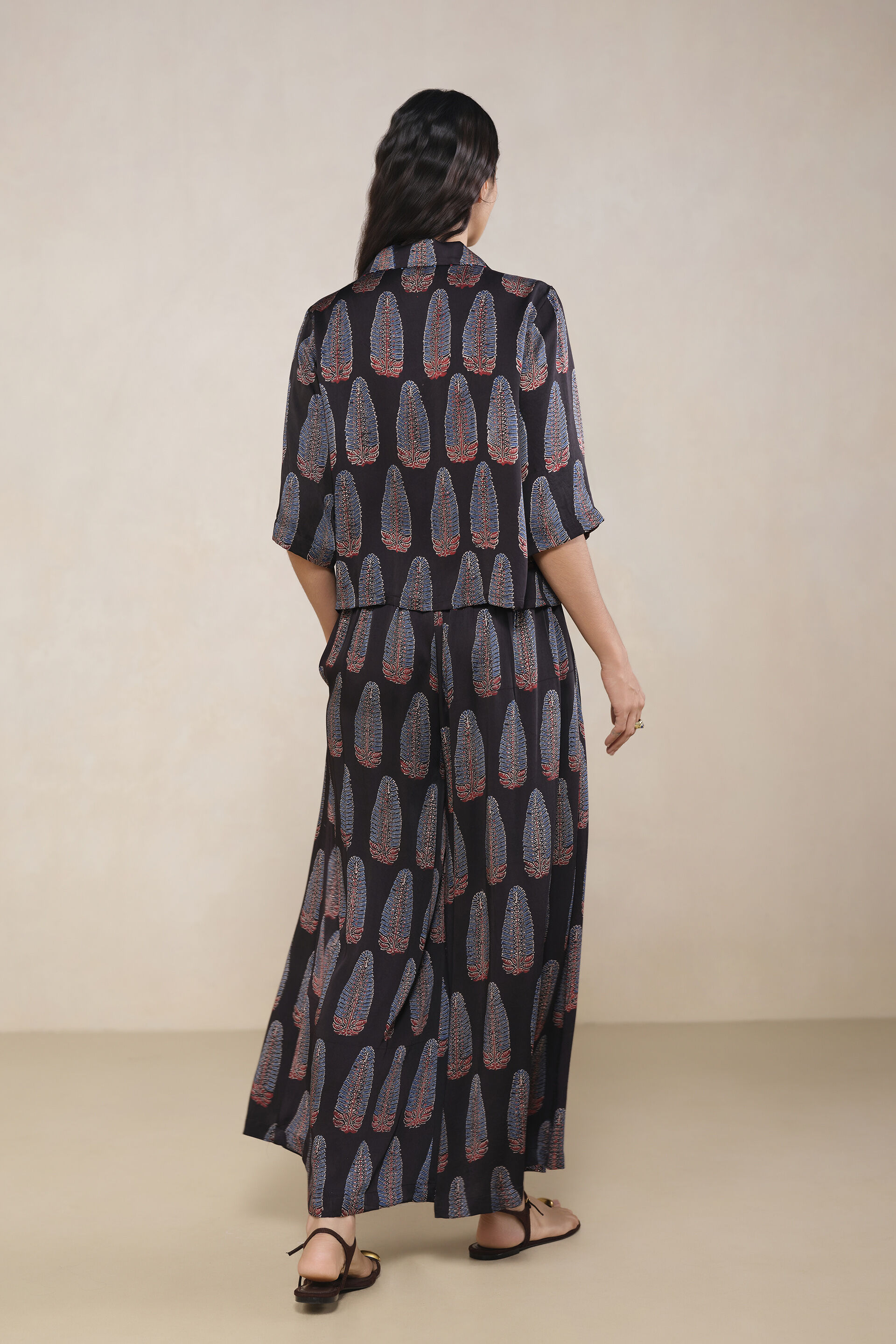 Sanva Ajrakh Hand-block Printed Co-ord in Black, Black, image 2