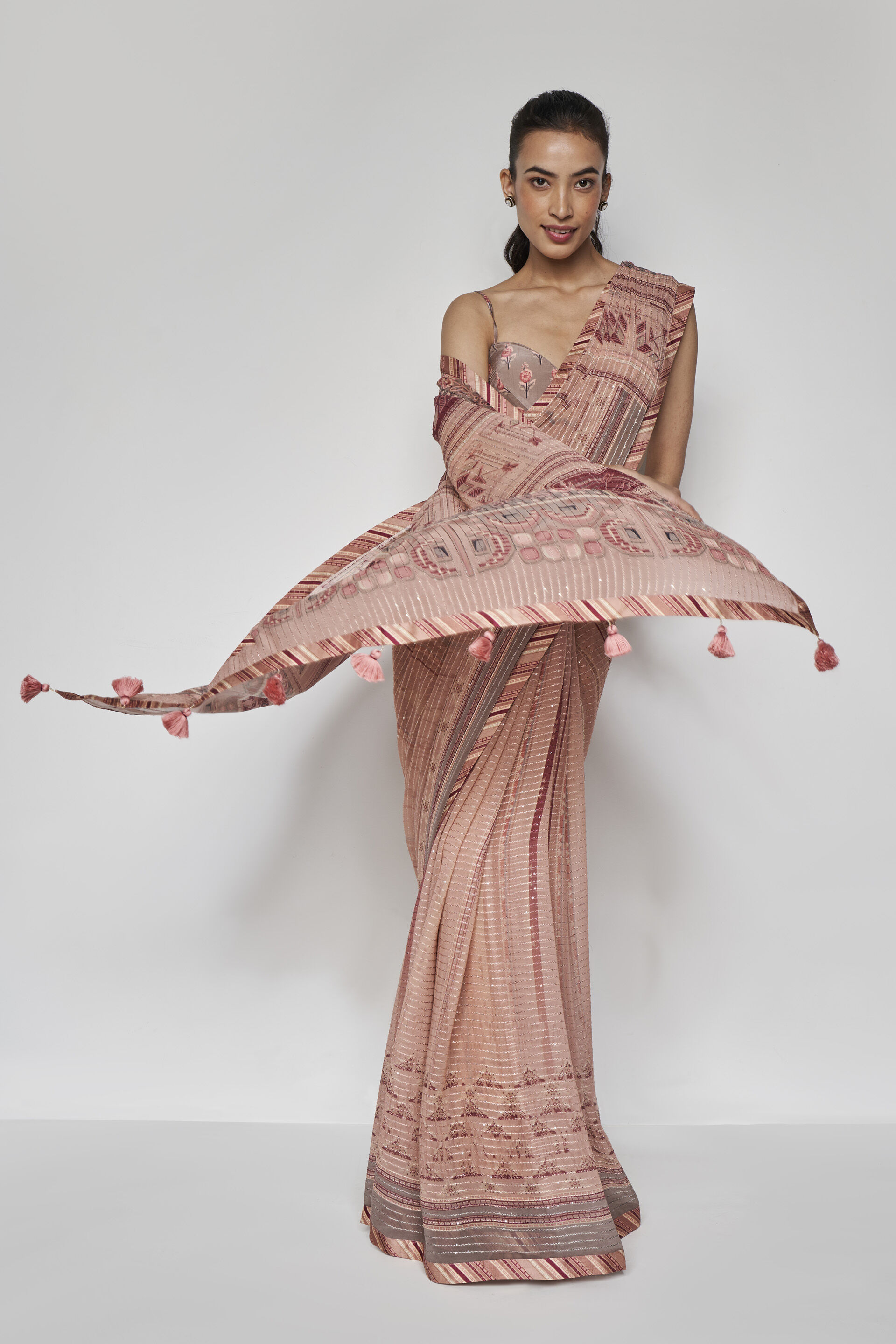 Roksanda Saree Set, Onion Pink, image 3