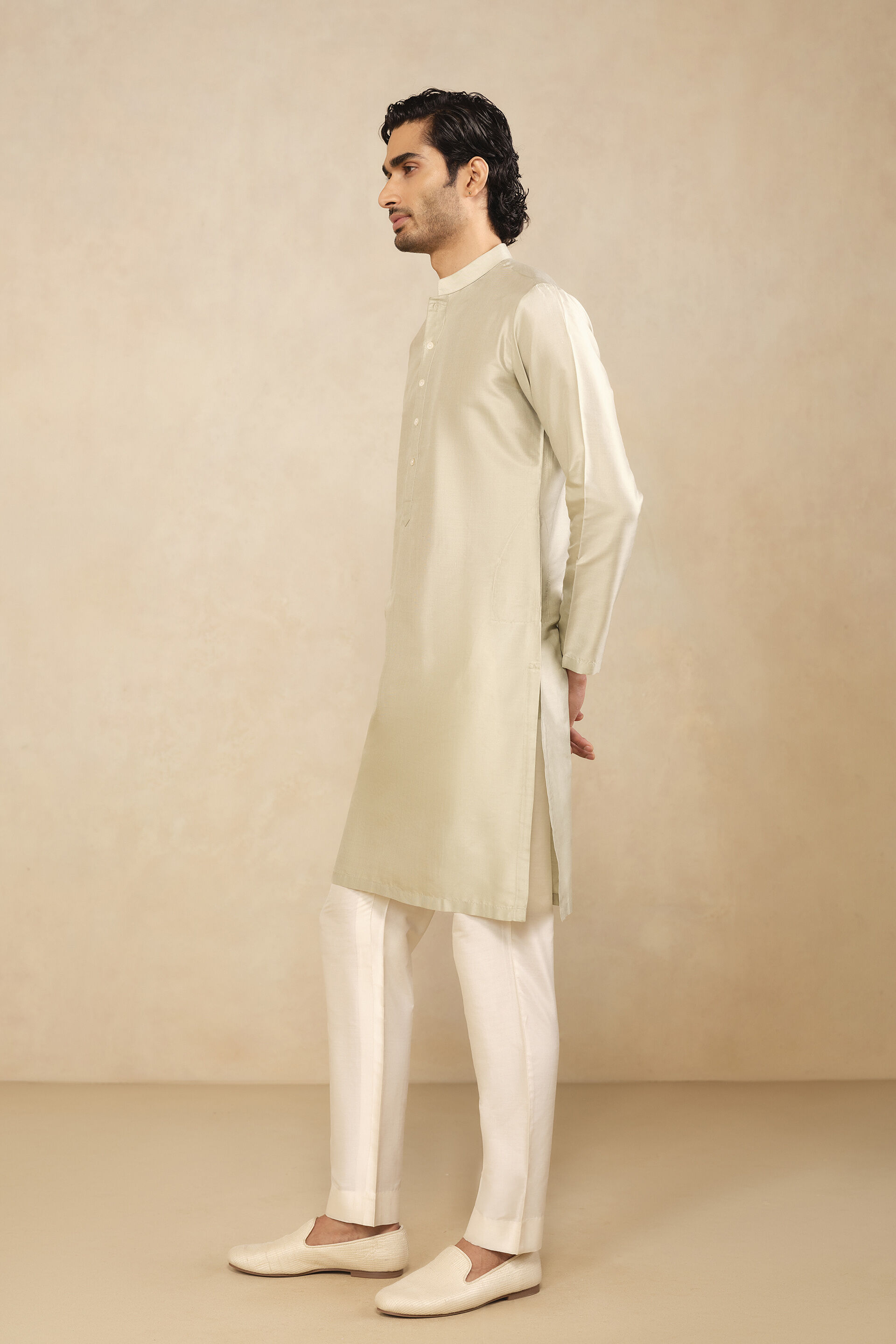 Smyan Silk Kurta - Sage, Sage, image 3