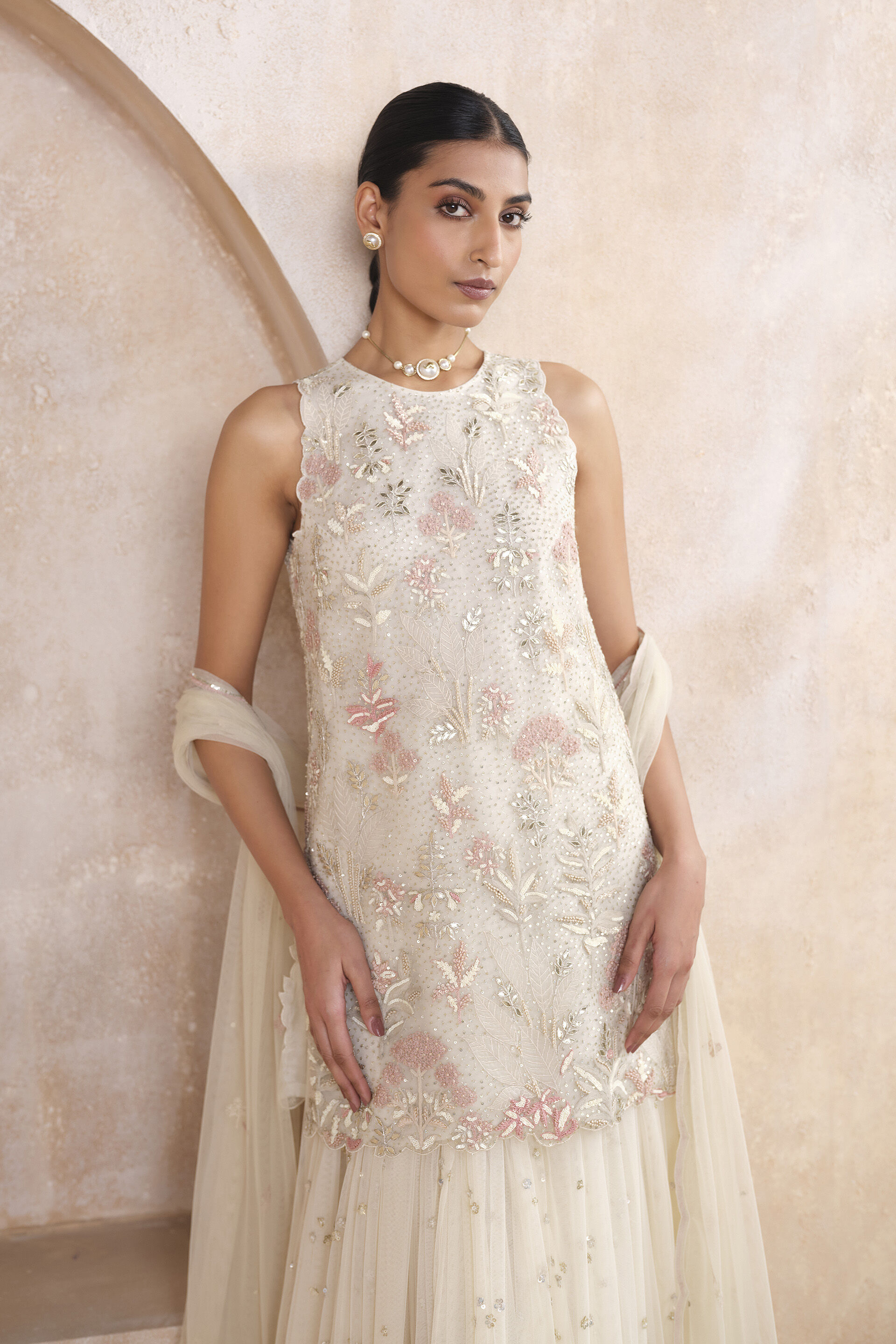 Arlen Embroidered Skirt Set - Ivory, Ivory, image 4