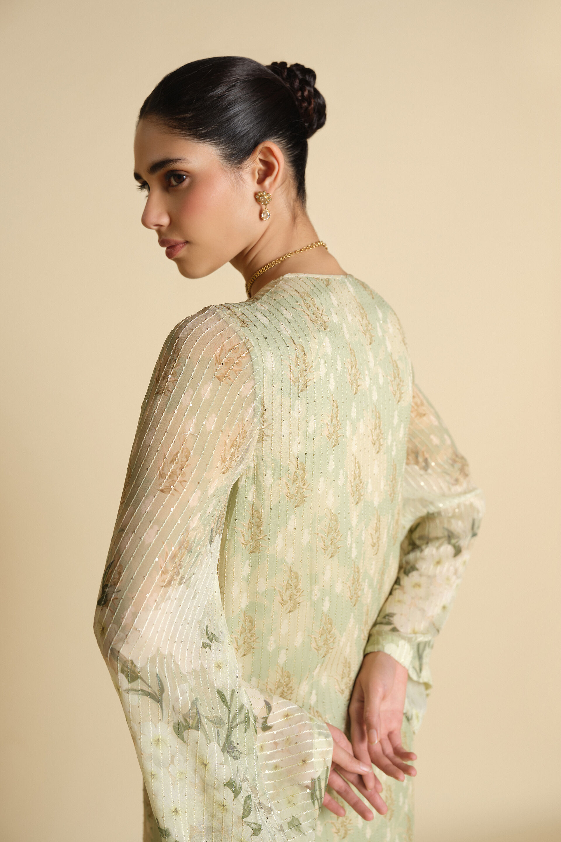 Suha Embroidered Kaftan - Sage, Sage, image 6