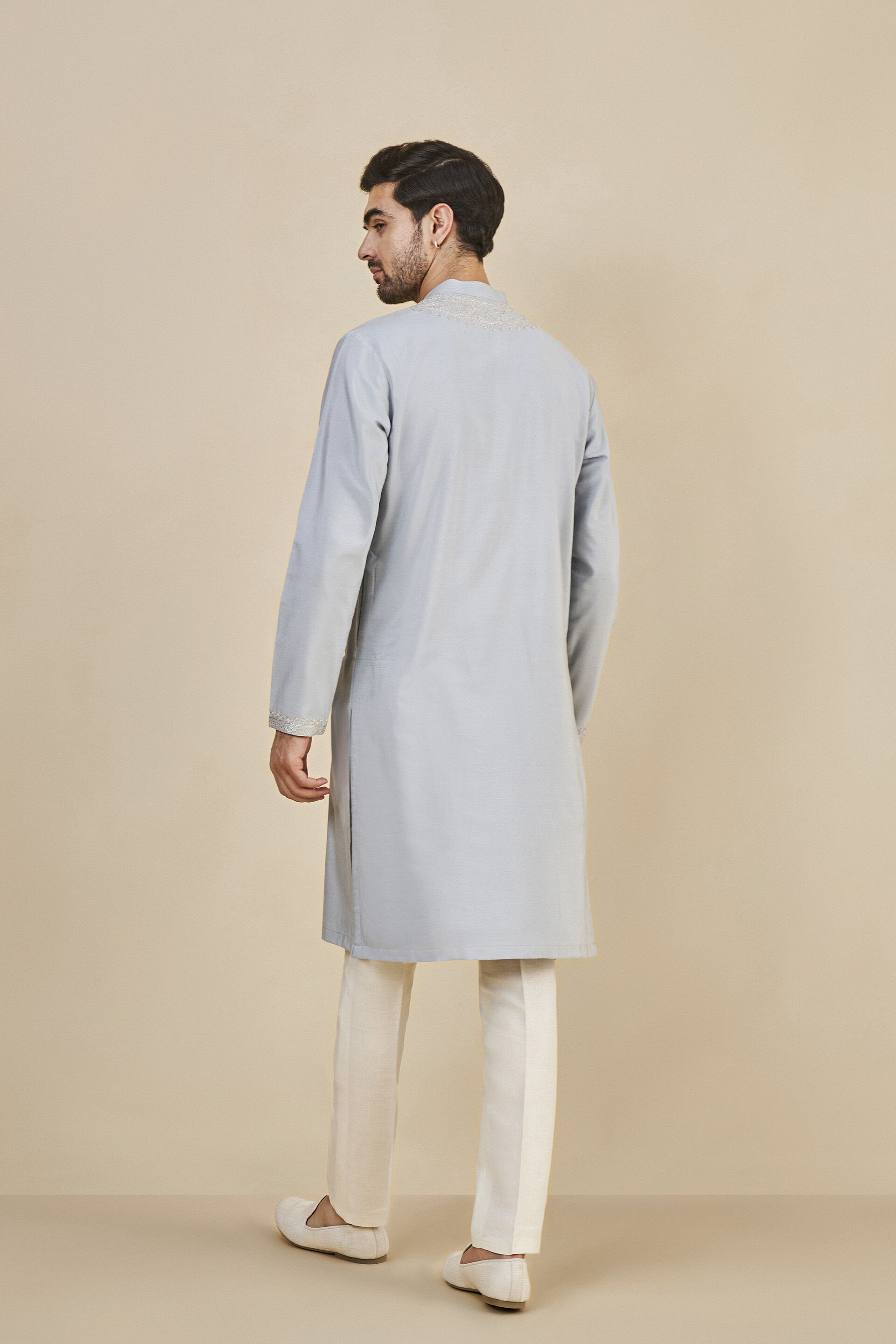 Sarth Chikankari Kurta - Powder Blue, Powder Blue, image 3