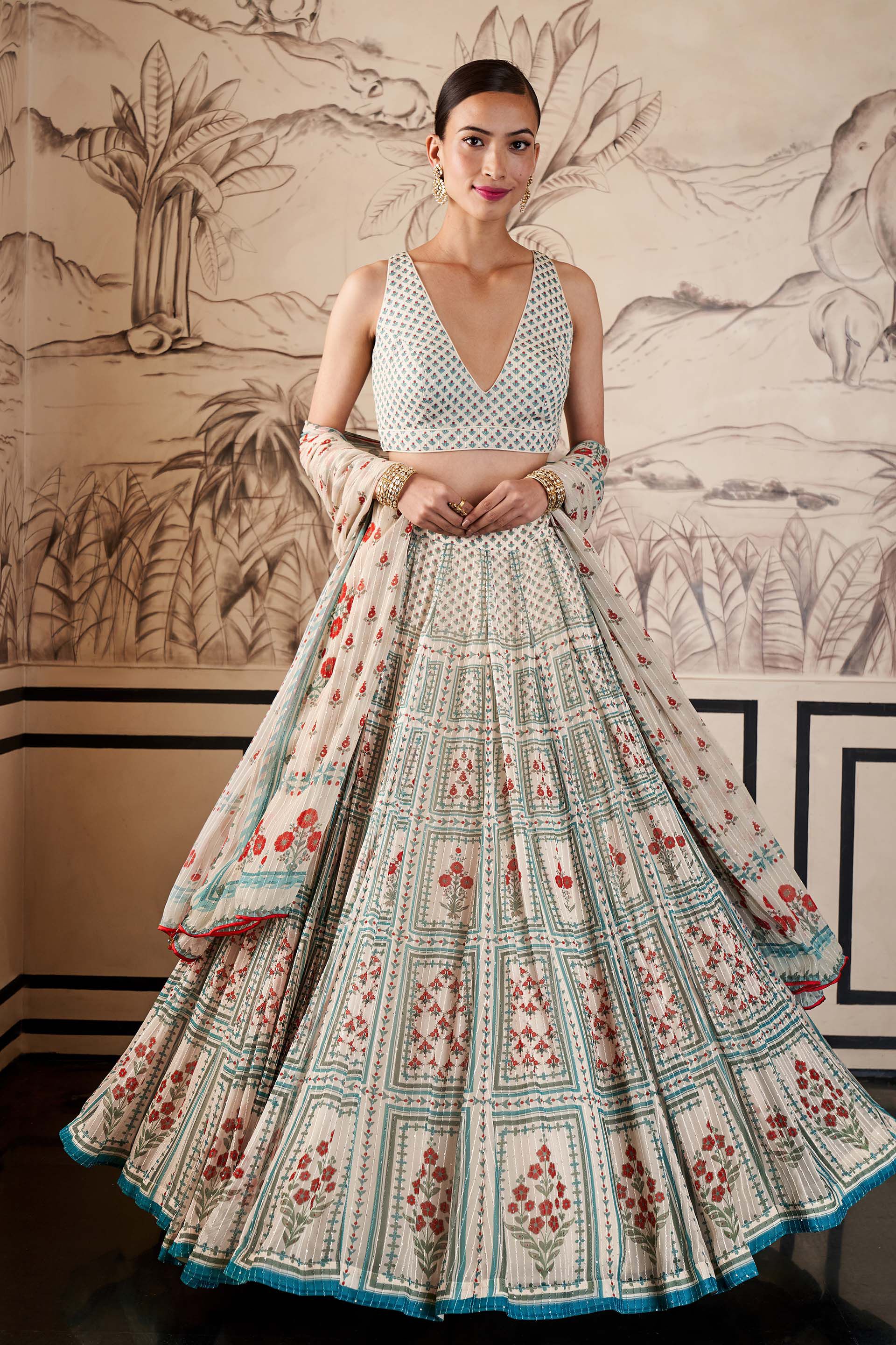 Dua Lehenga - Cream, Cream, image 6
