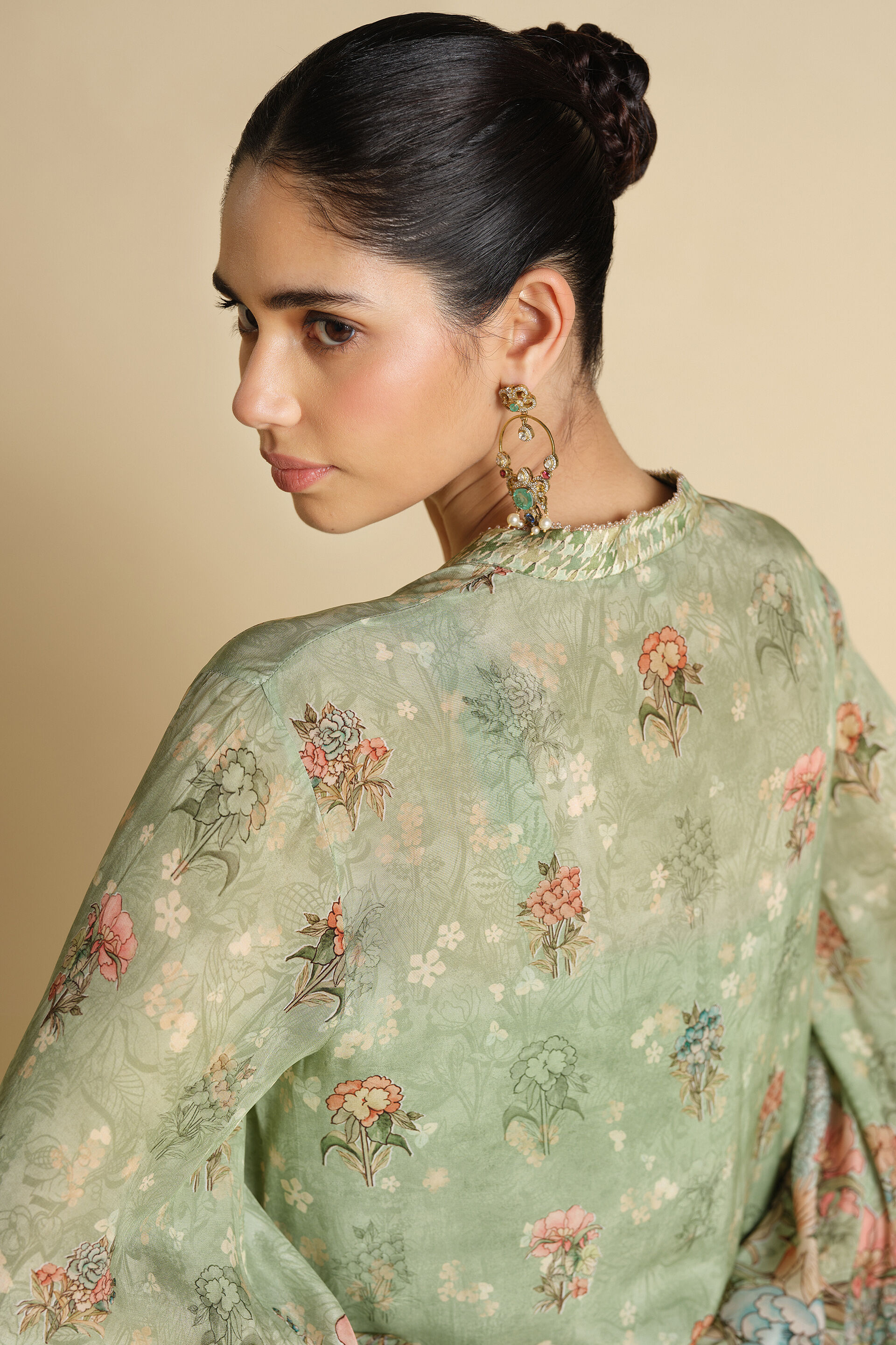 Fareeha Printed Kaftan - Sage, Sage, image 5