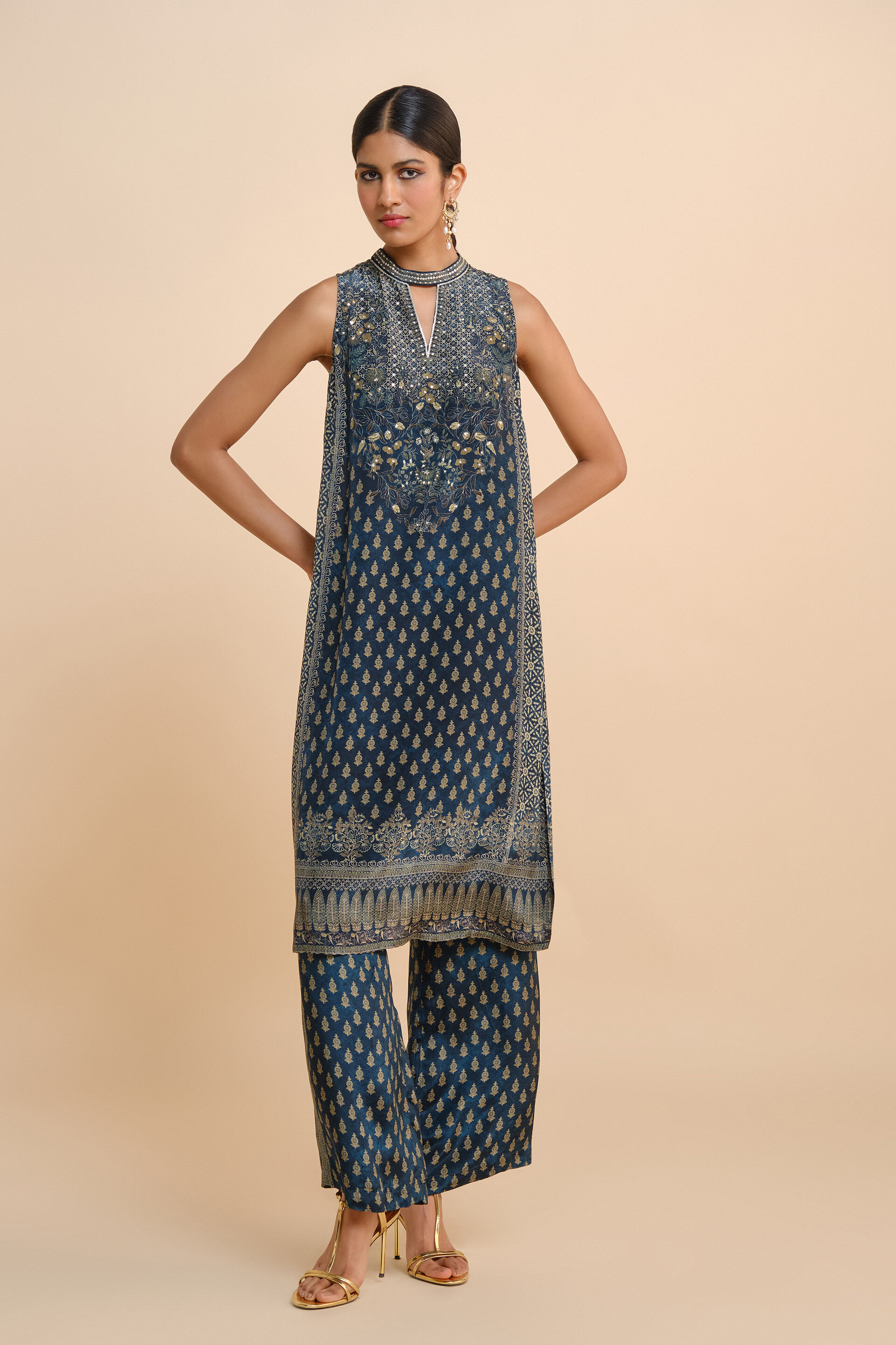Emira A-line Kurta Set - Blue