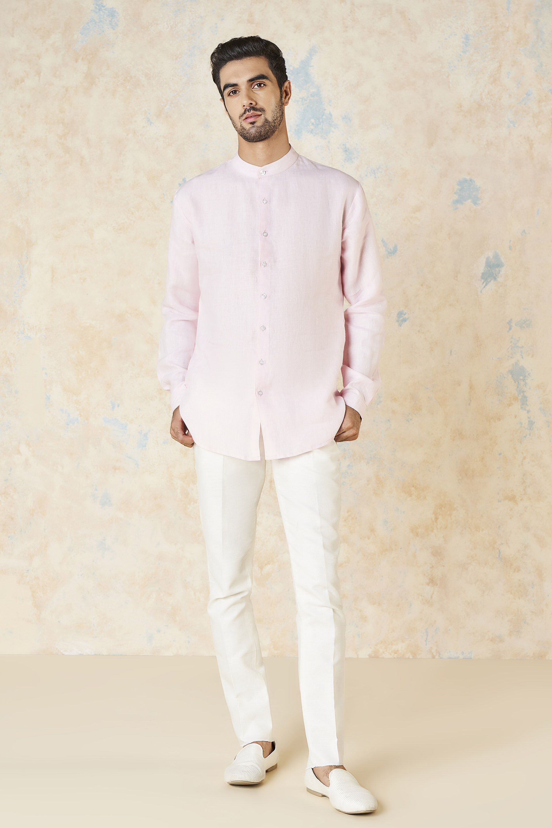 Anant Linen Shirt - Pink, Pink, image 1